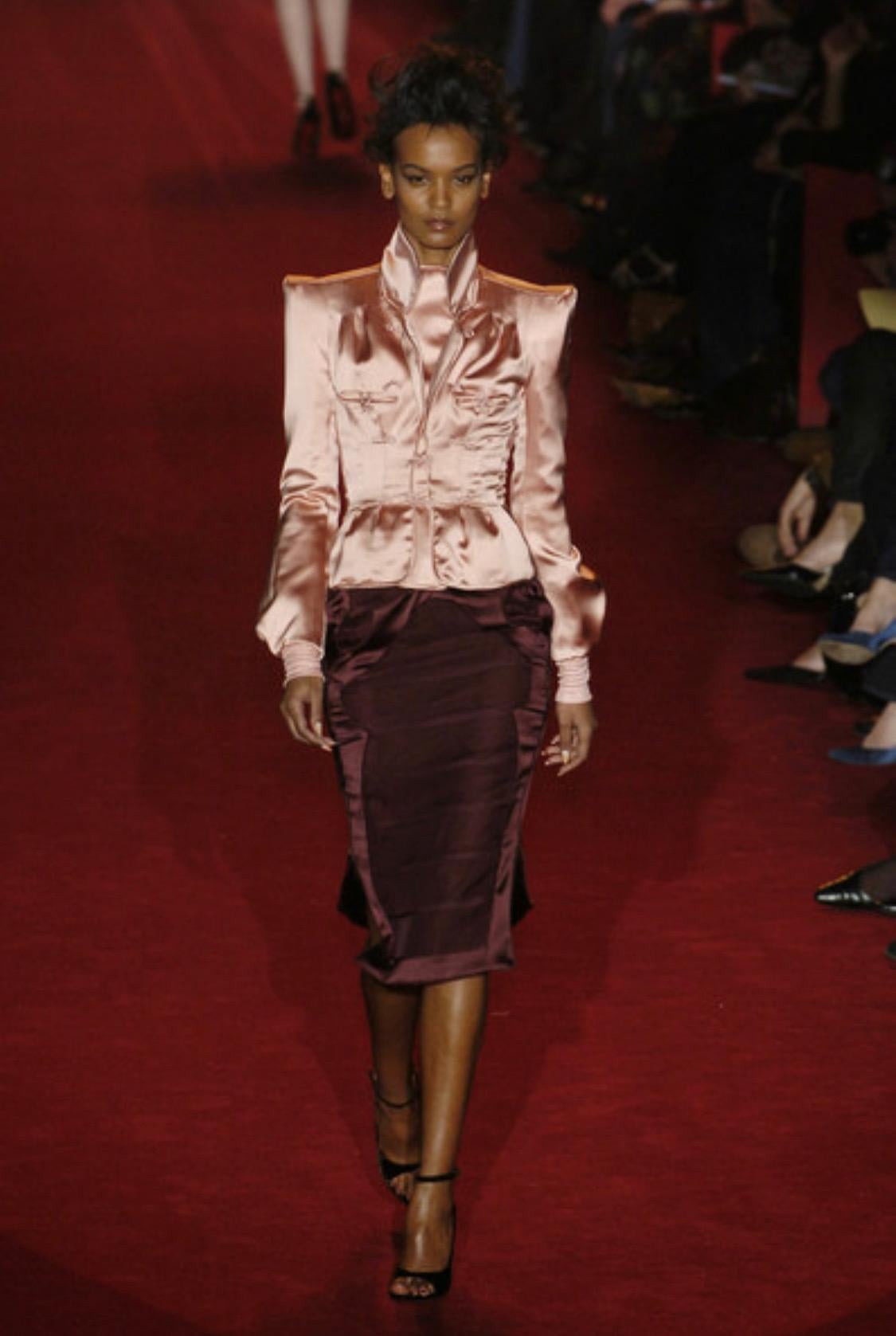 Women's F/W 2004 Yves Saint Laurent by Tom Ford Silk Pagoda Chinoiserie Jacket Burgundy