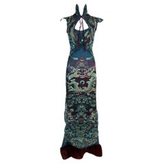 F/W 2004 Yves Saint Laurent Tom Ford Runway MET Chinoiserie Dragon Gown Dress