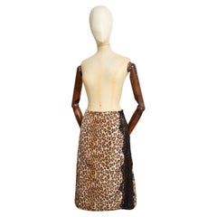 F/W 2005 Alexander McQueen Leopard print silk taffeta & Lace Pencil skirt