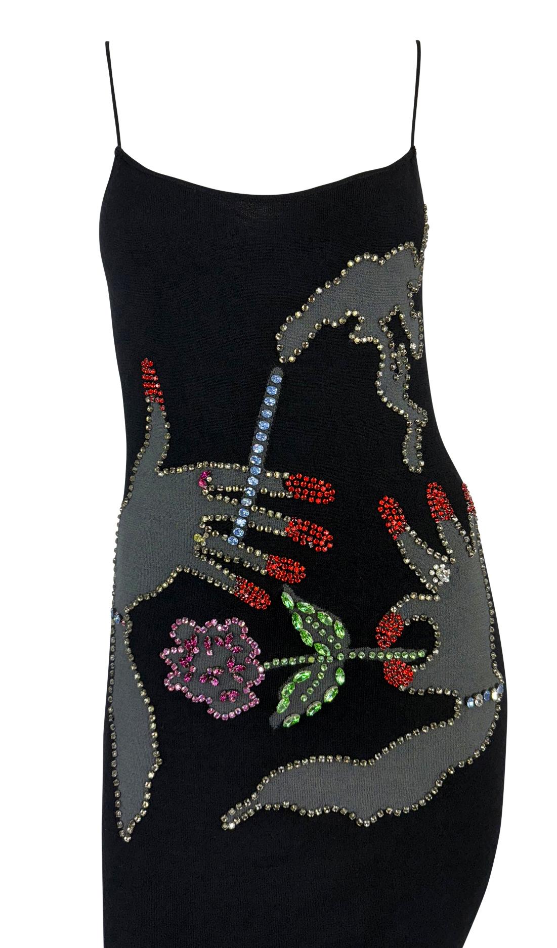 Nero Abito da cocktail nero con strass della passerella Giorgio Armani A/I 2005 in vendita