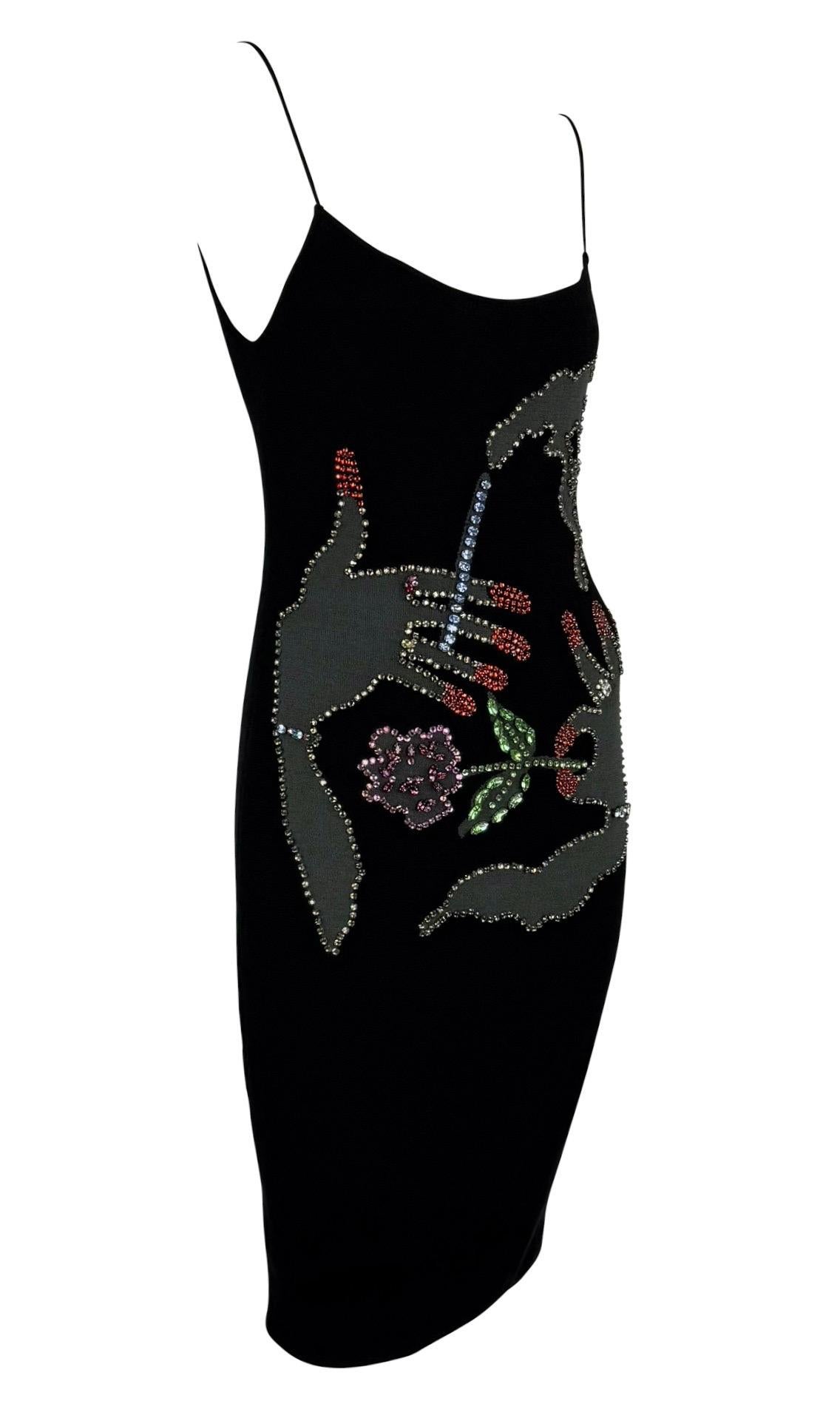 Abito da cocktail nero con strass della passerella Giorgio Armani A/I 2005 In condizioni ottime in vendita a West Hollywood, CA
