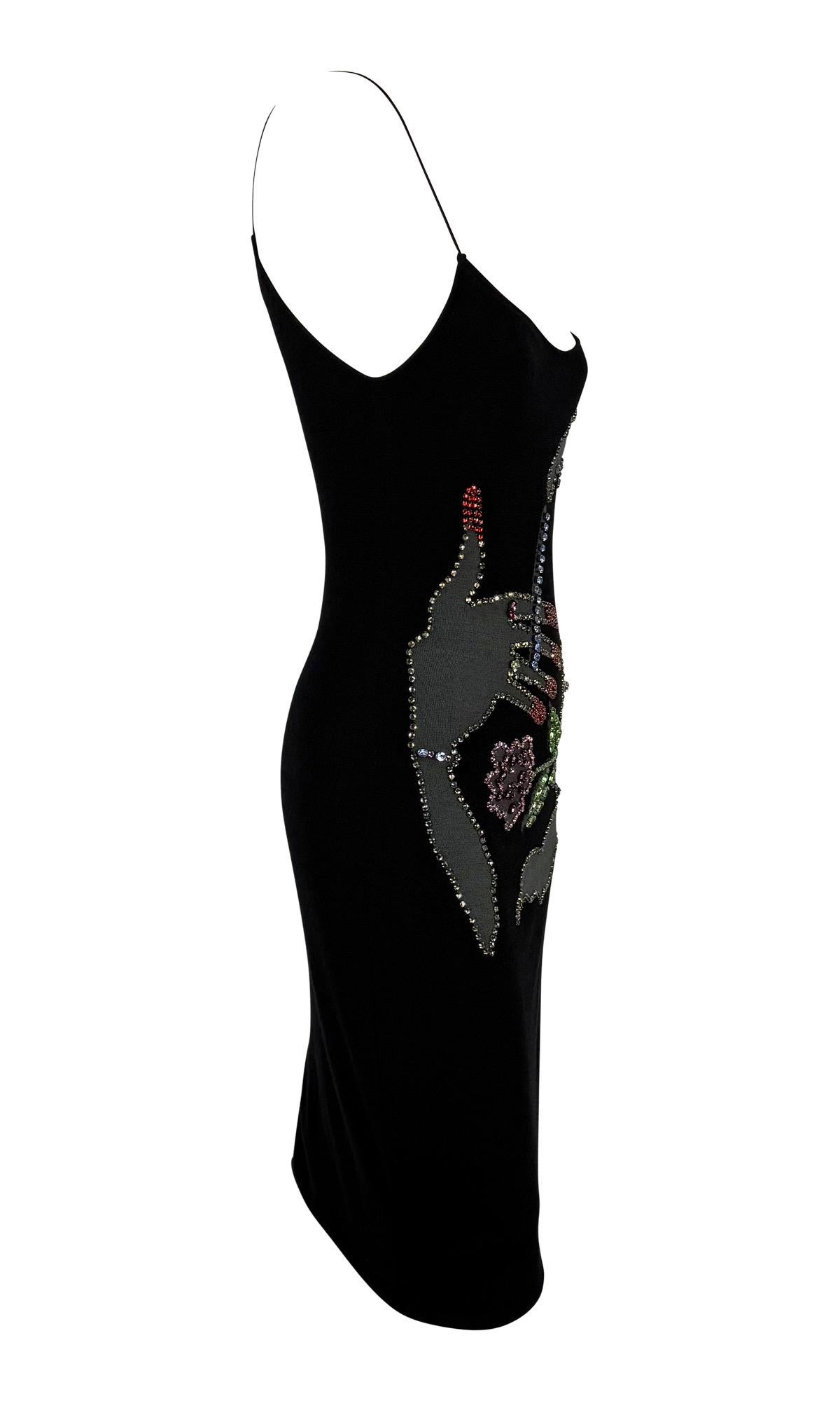 Donna Abito da cocktail nero con strass della passerella Giorgio Armani A/I 2005 in vendita