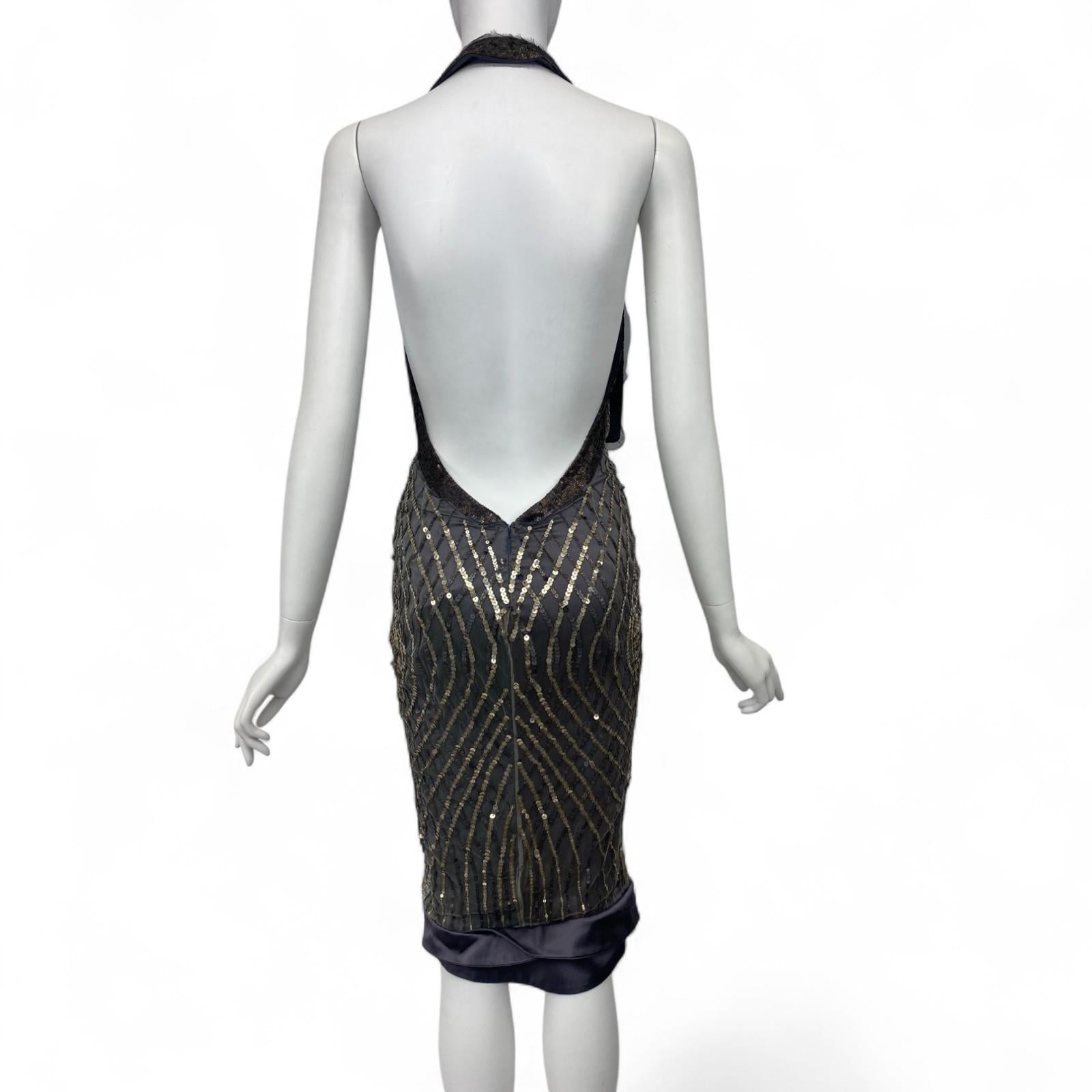 Robe dos nu ornée de sequins Gucci par Alessandra Facchinetti, A/H 2005 Taille 38 en vente 2