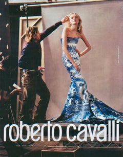 H/W 2005 Roberto Cavalli Grüner Maxirock mit Ming-Vase-Druck aus Seide