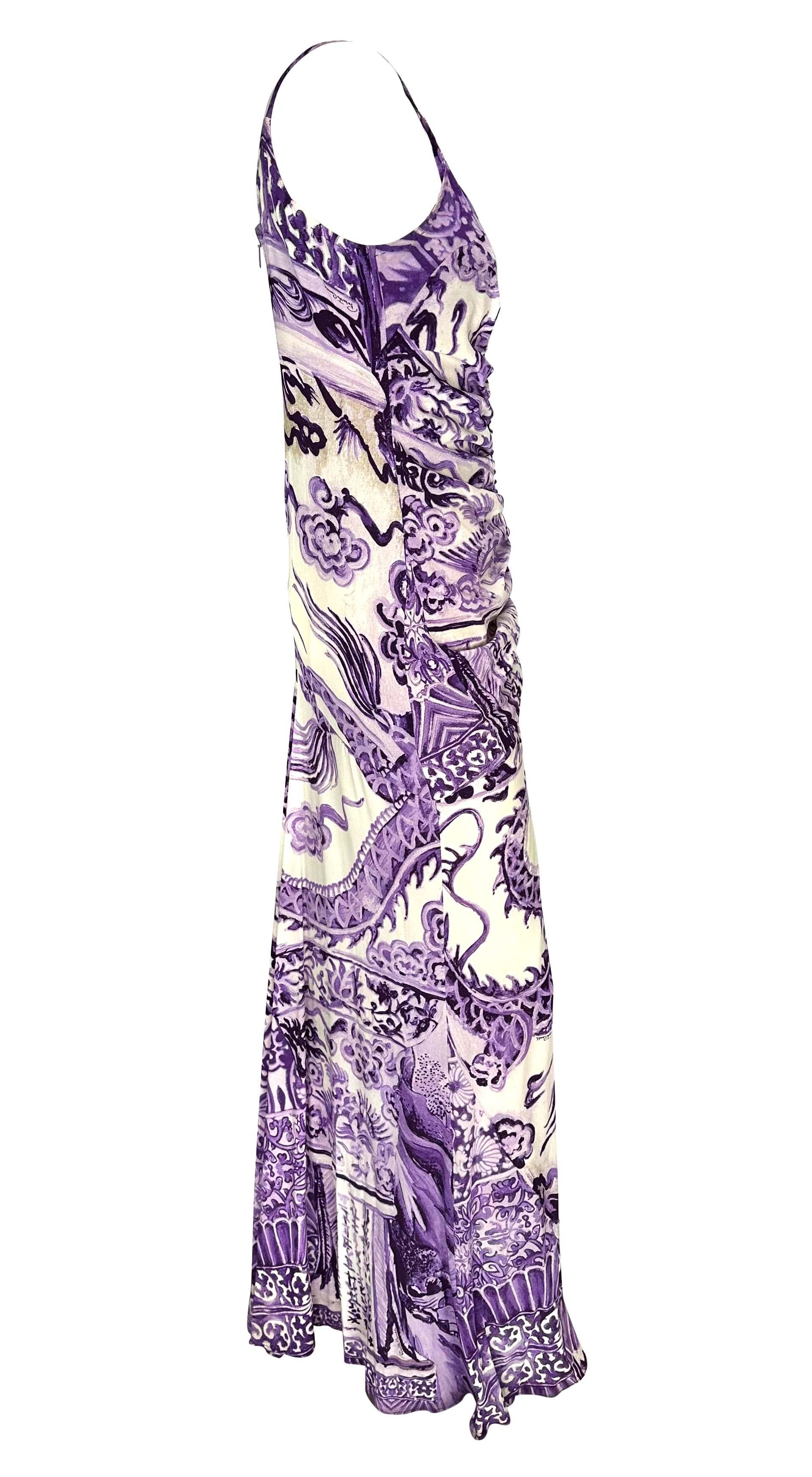 F/W 2005 Roberto Cavalli Ming Vase Print Studded Purple Flare Chinoiserie Gown For Sale 5