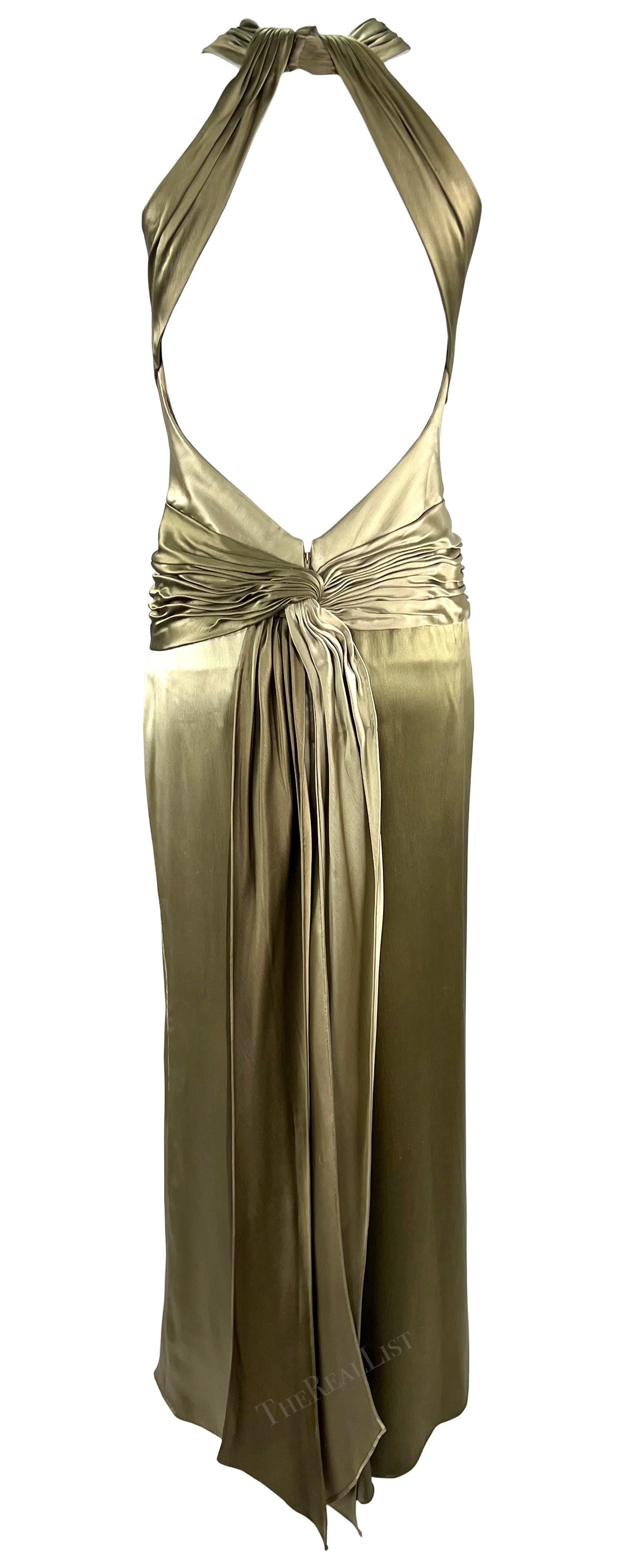 F/W 2005 Valentino Haute Couture Olive Green Silk Metal Embellished Runway Gown For Sale 10
