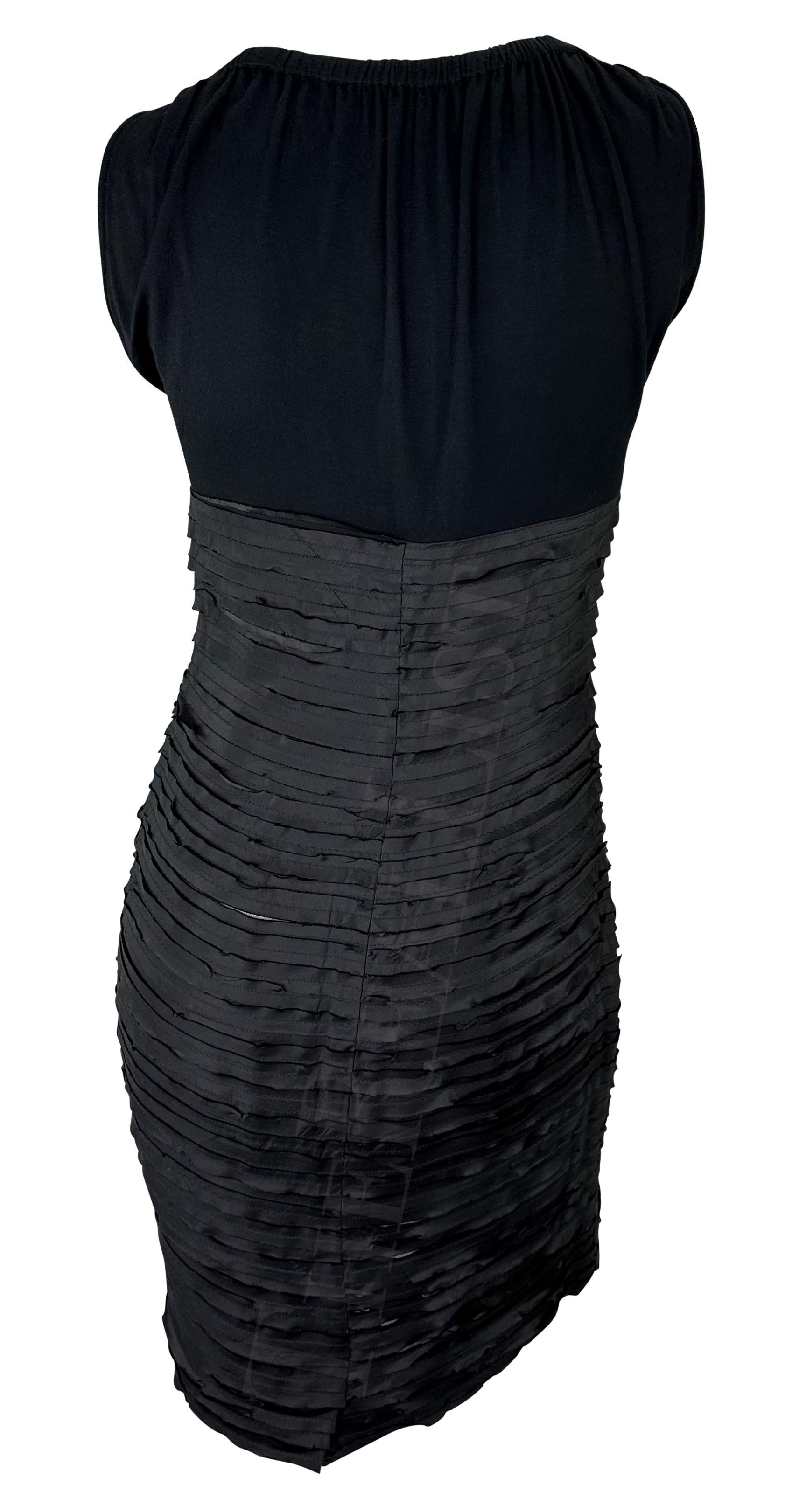 Women's F/W 2005 Versace by Donatella Black Ruched Ribbon Bodycon Sheer Tube Dress For Sale