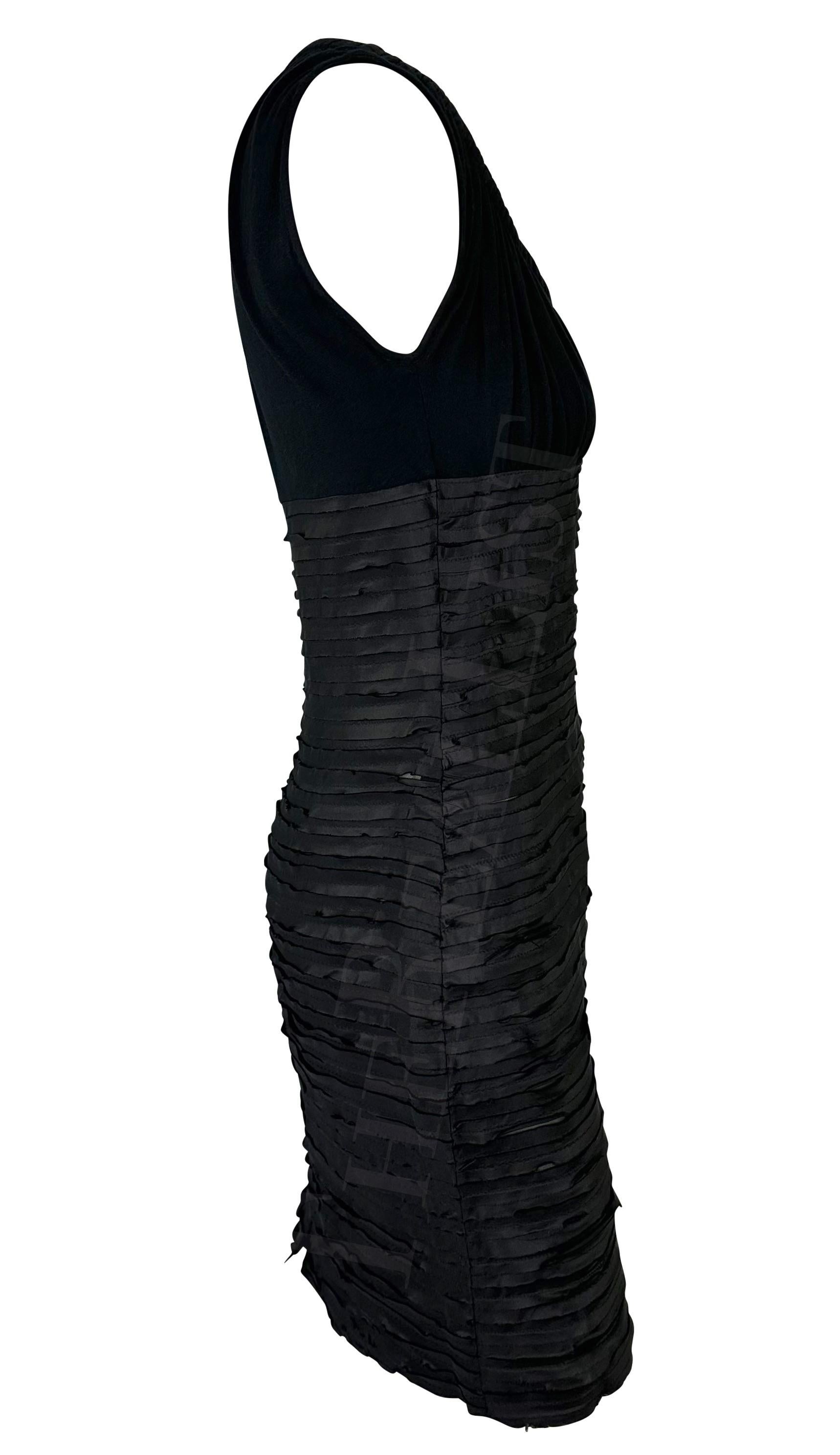 F/W 2005 Versace by Donatella Black Ruched Ribbon Bodycon Sheer Tube Dress For Sale 1