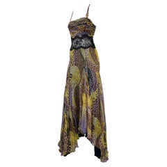 F/W 2005 Versace by Donatella Medusa Medallion Snake Print Sheer Lace Gown