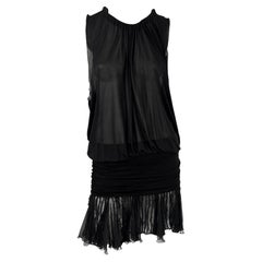 F/W 2005 Versace by Donatella Runway Black Sheer Raw Edge Mini Dress
