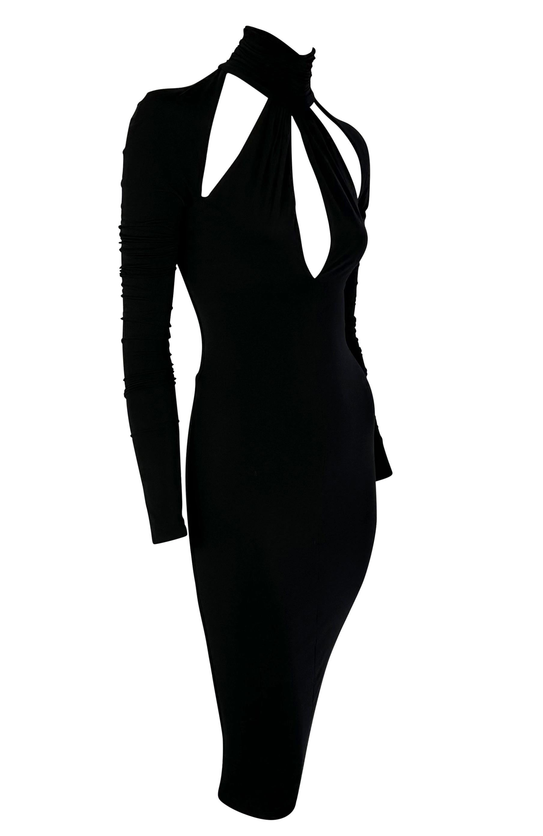 F/W 2005 Versace by Donatella Runway Black Stretch Cutout Stretch Dress For Sale 3