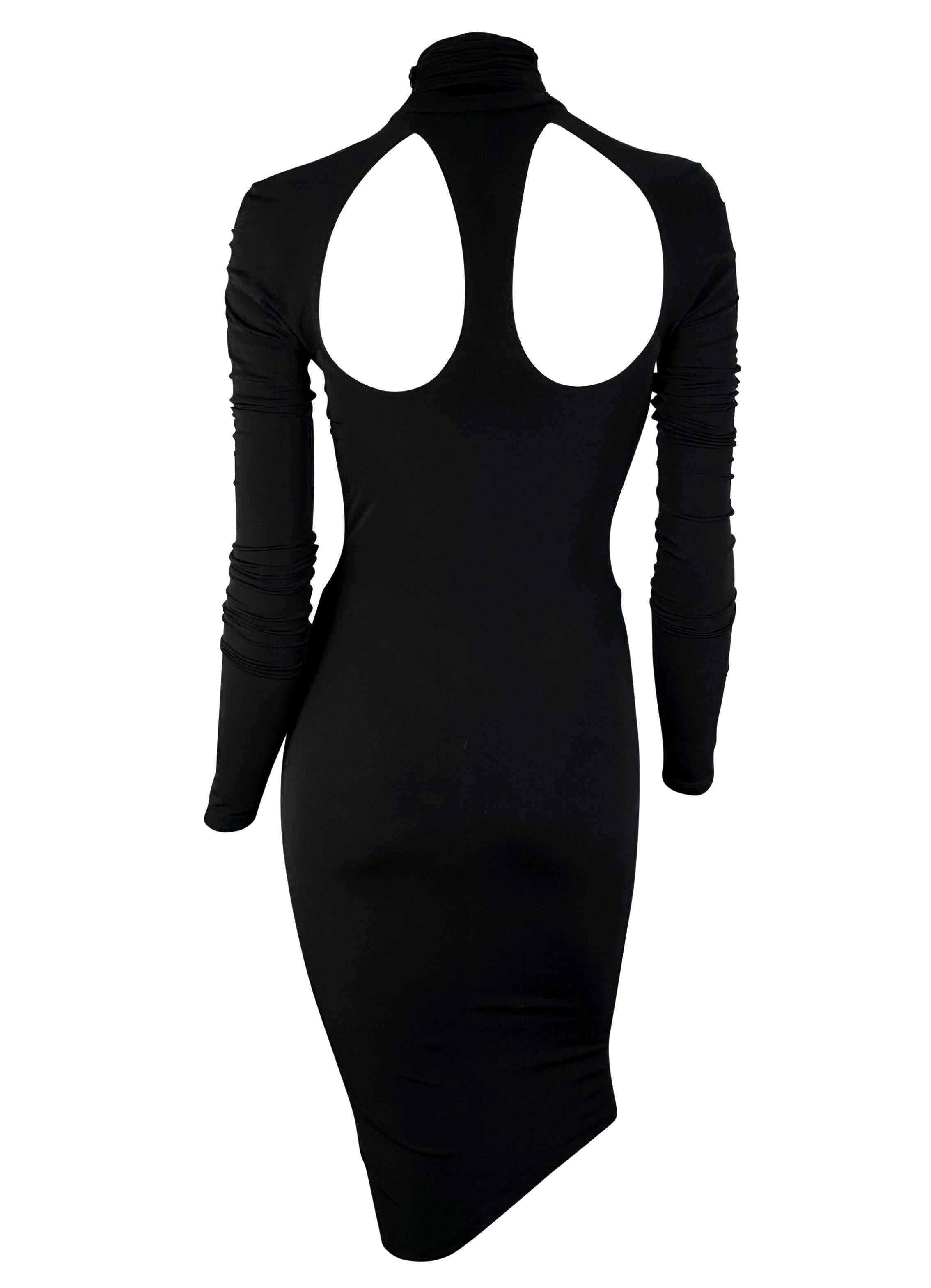 Women's F/W 2005 Versace by Donatella Runway Black Stretch Cutout Stretch Dress For Sale