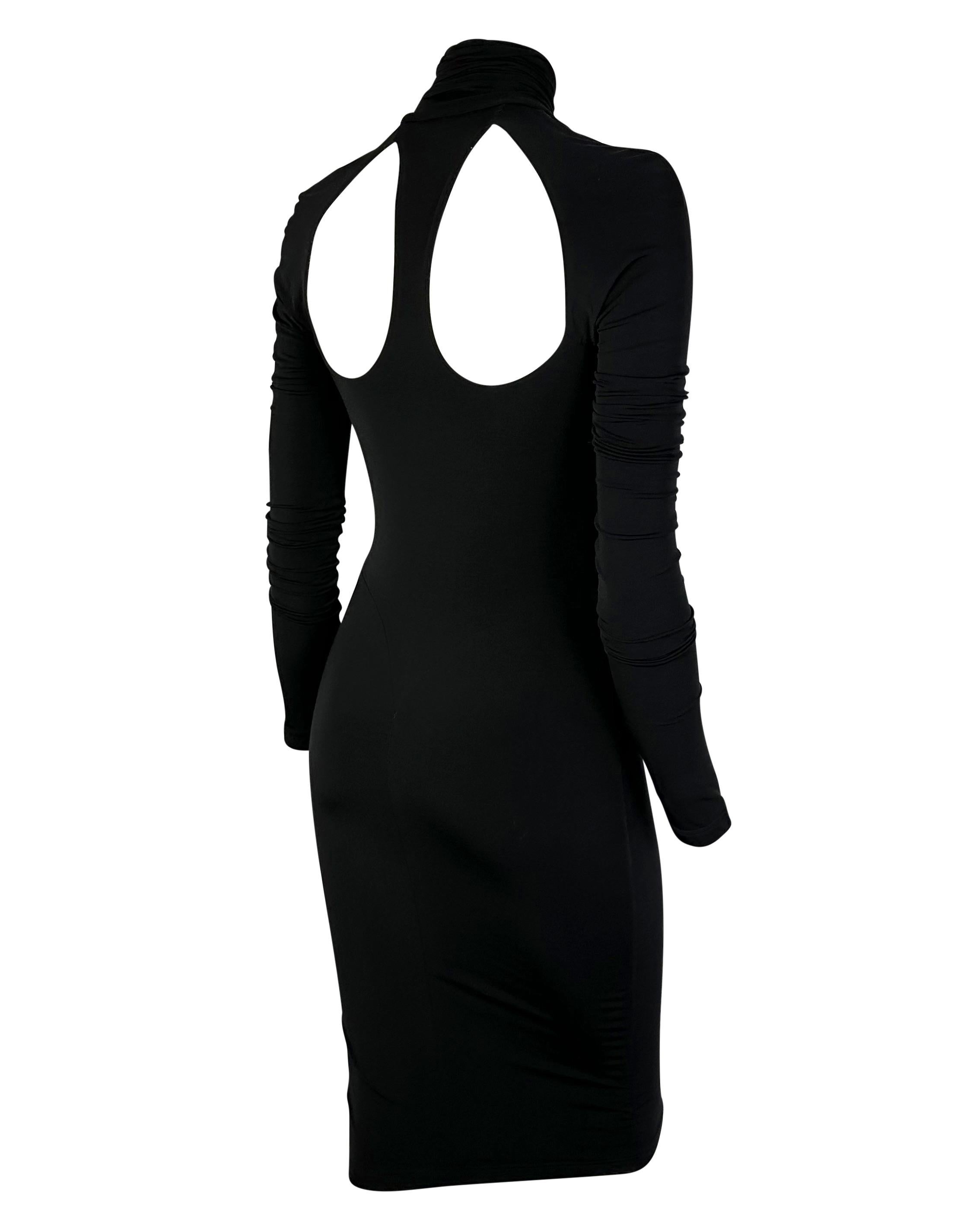 F/W 2005 Versace by Donatella Runway Black Stretch Cutout Stretch Dress For Sale 1