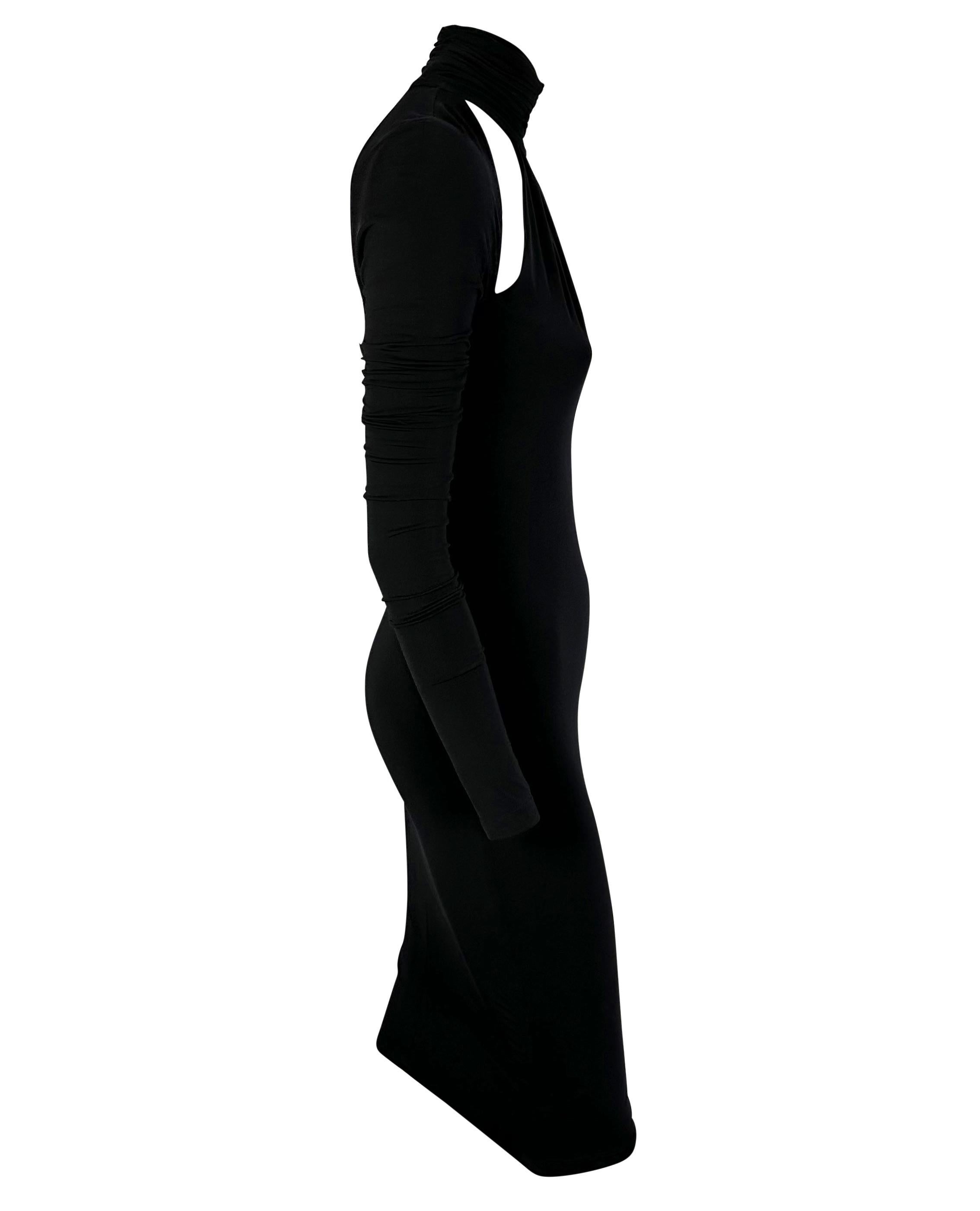 F/W 2005 Versace by Donatella Runway Black Stretch Cutout Stretch Dress For Sale 2
