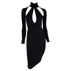 F/W 2005 Versace by Donatella Runway Black Stretch Cutout Stretch Dress