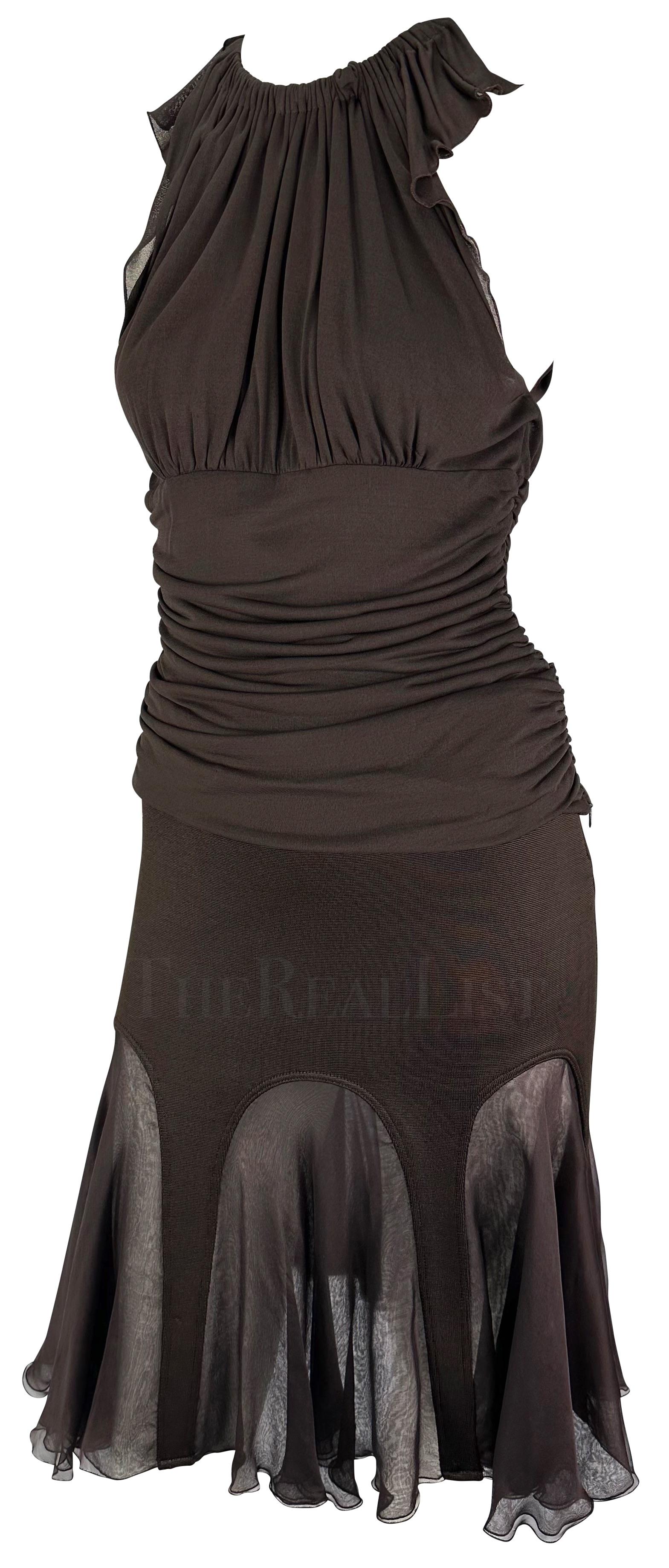 Women's F/W 2005 Versace by Donatella Runway Ad Brown Two-Piece Top Skirt Ensemble