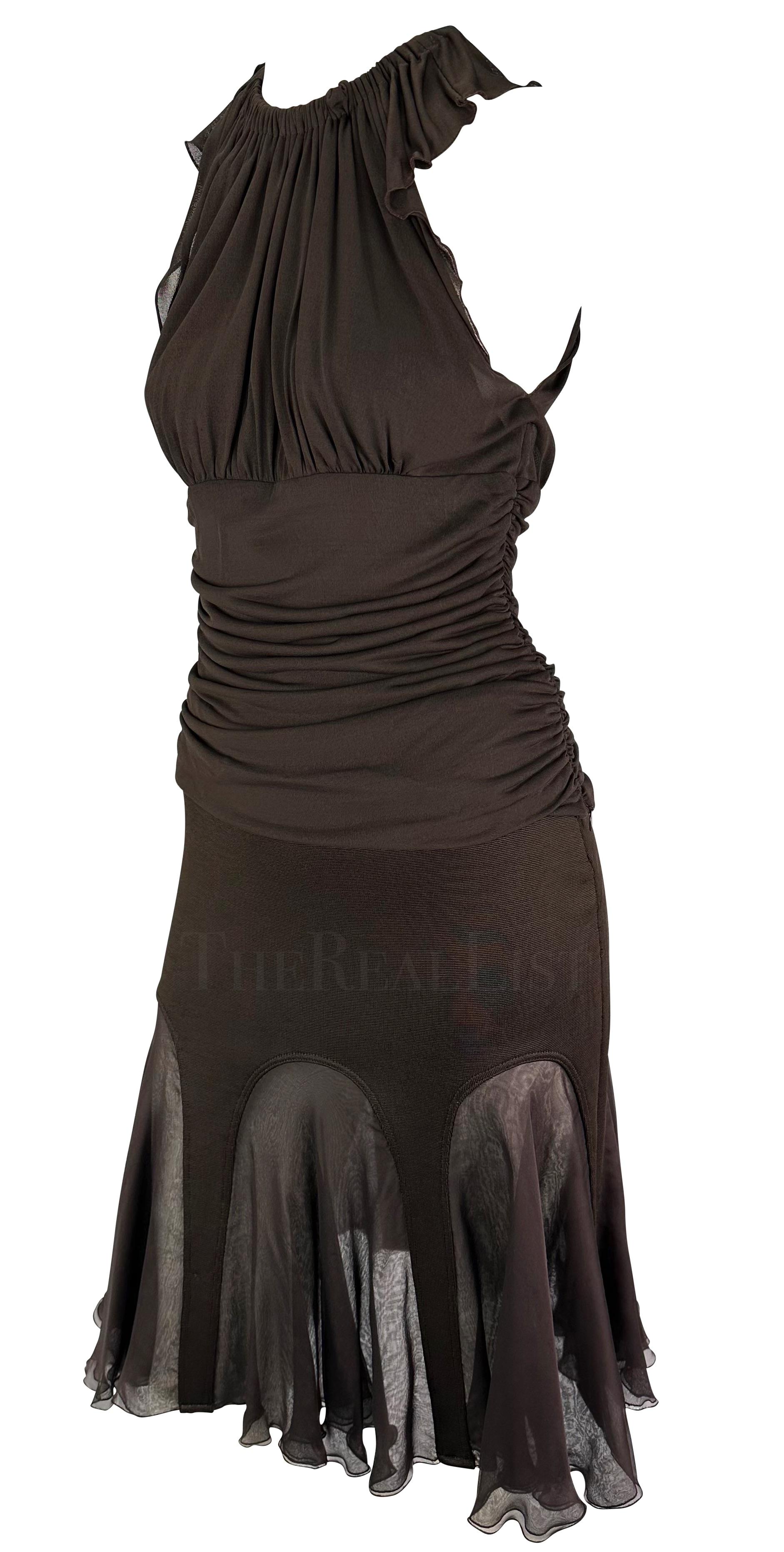 F/W 2005 Versace by Donatella Runway Ad Brown Two-Piece Top Skirt Ensemble 2
