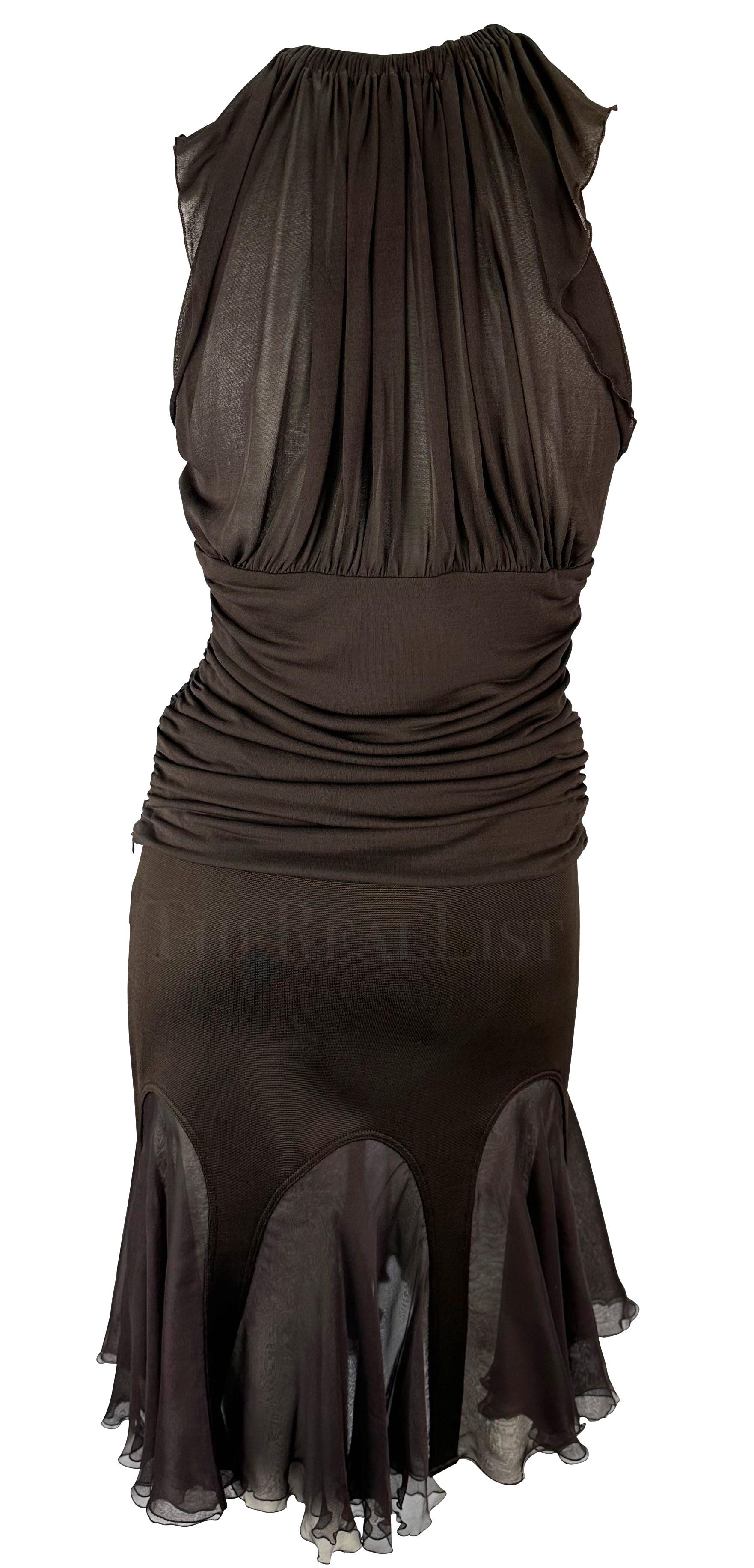 F/W 2005 Versace by Donatella Runway Ad Brown Two-Piece Top Skirt Ensemble 4