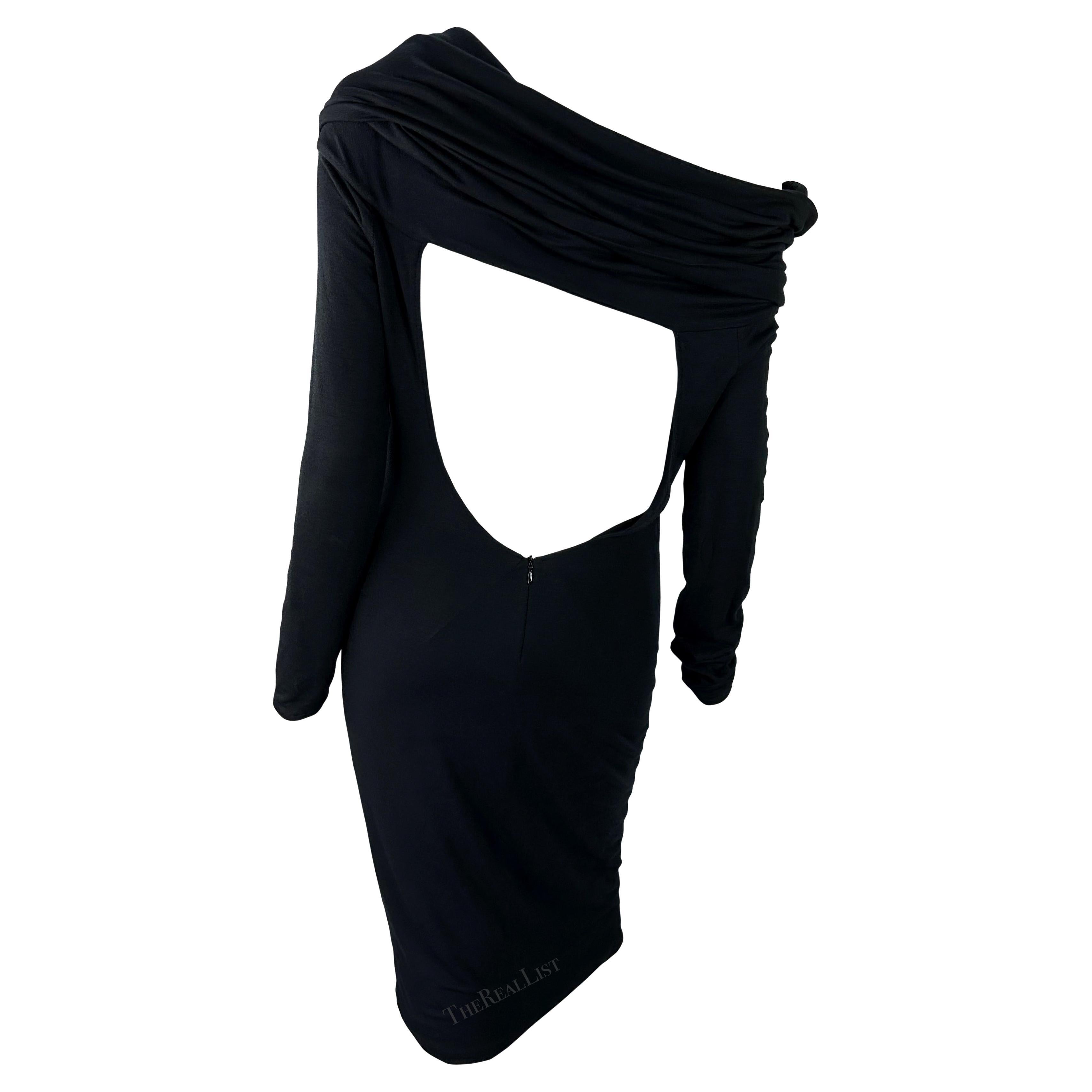 F/W 2005 Versace by Dontella Runway Black Backless Cowl Bodycon Stretch Dress For Sale 6