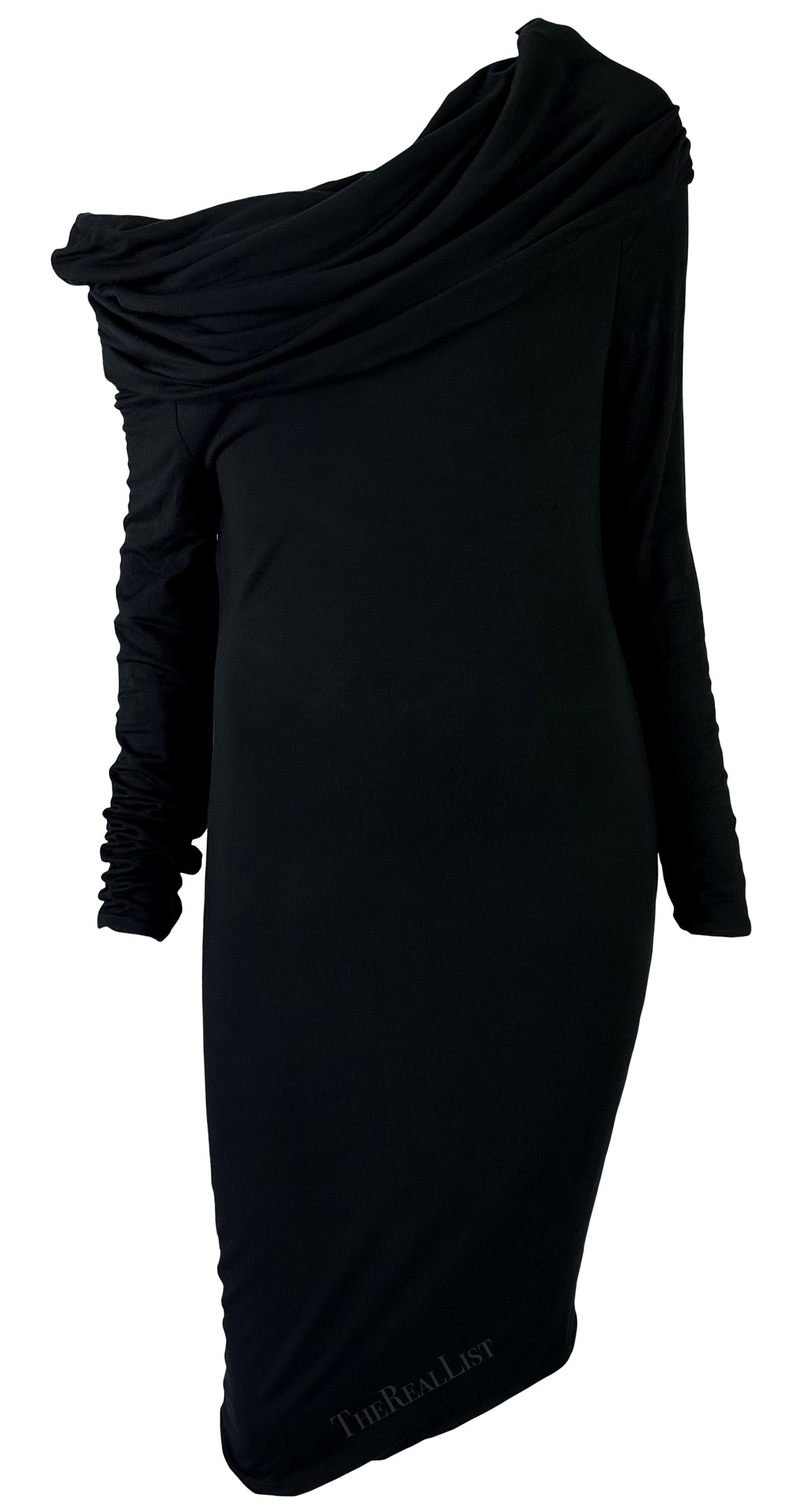 H/W 2005 Versace by Dontella Laufsteg Schwarzes rückenfreies Cowl Bodycon- Stretch-Kleid aus Stretch im Angebot 4