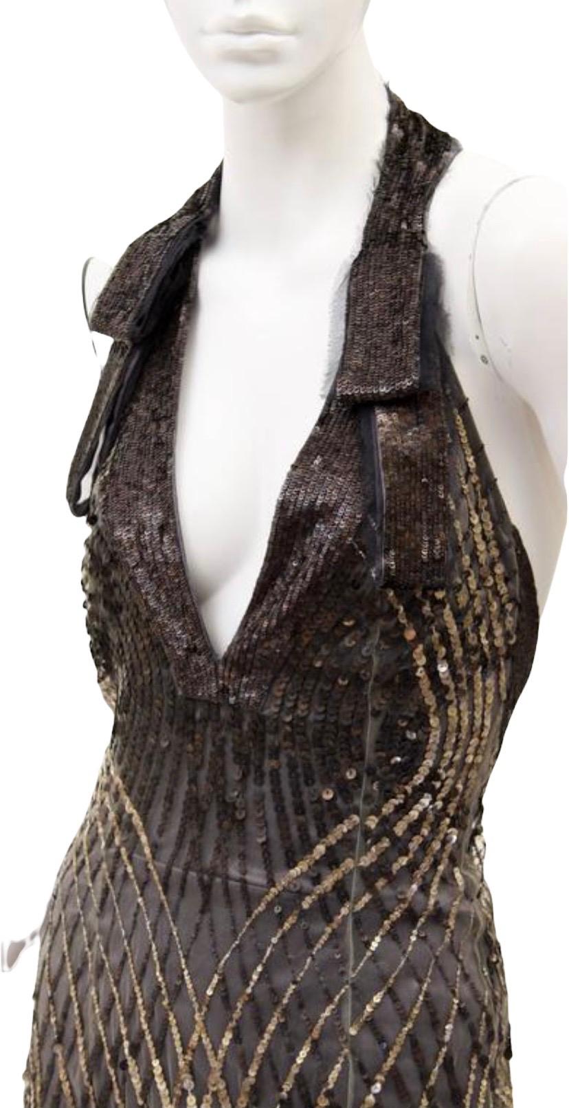 F/W 2005 Vintage GUCCI Sequin Embellished Dress by Alessandra Facchinetti In Excellent Condition For Sale In Montgomery, TX