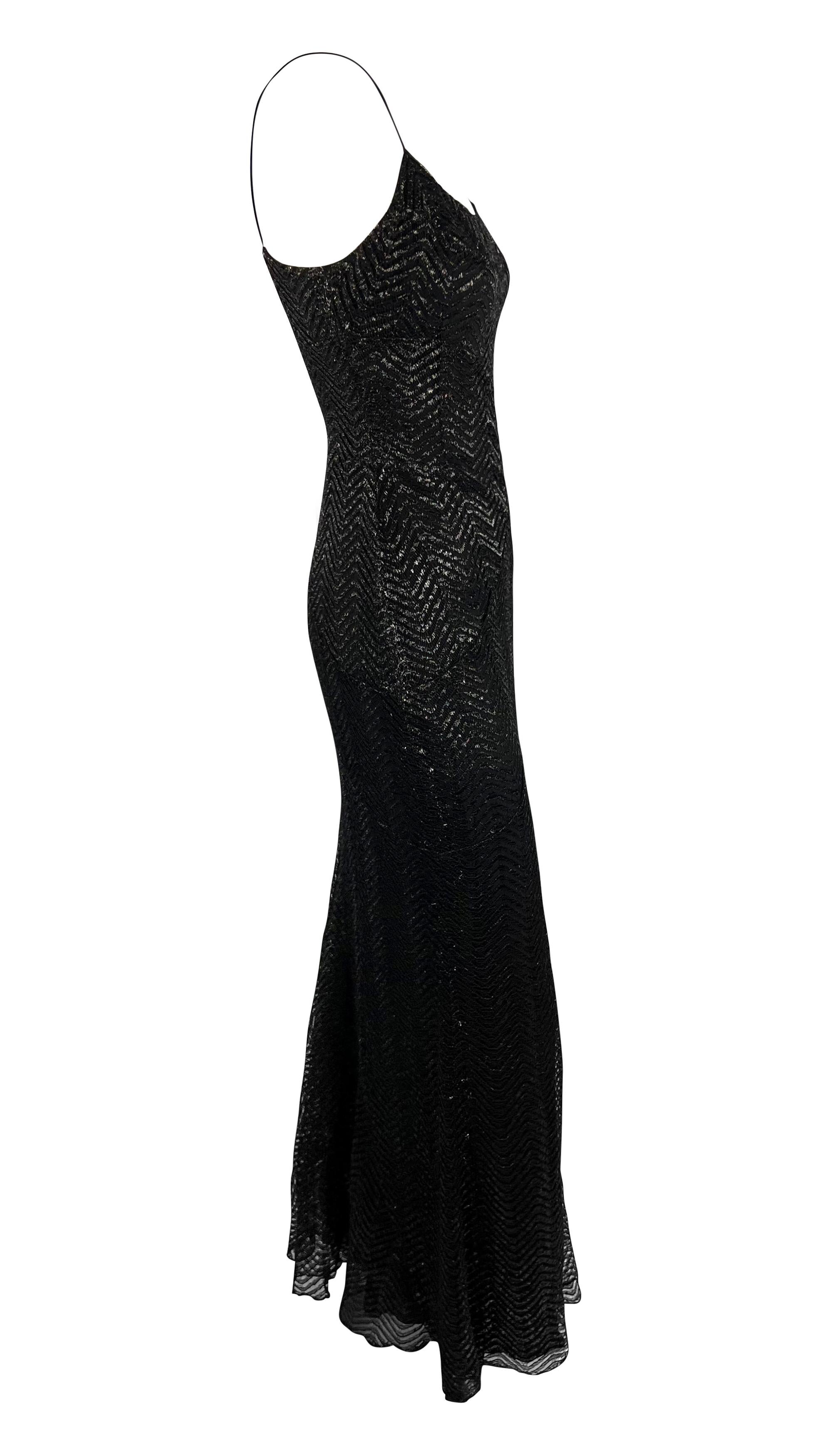 F/W 2005 Yigal Azrouël Laufsteg Schwarz Metallic Spitze Slip Kleid im Angebot 4