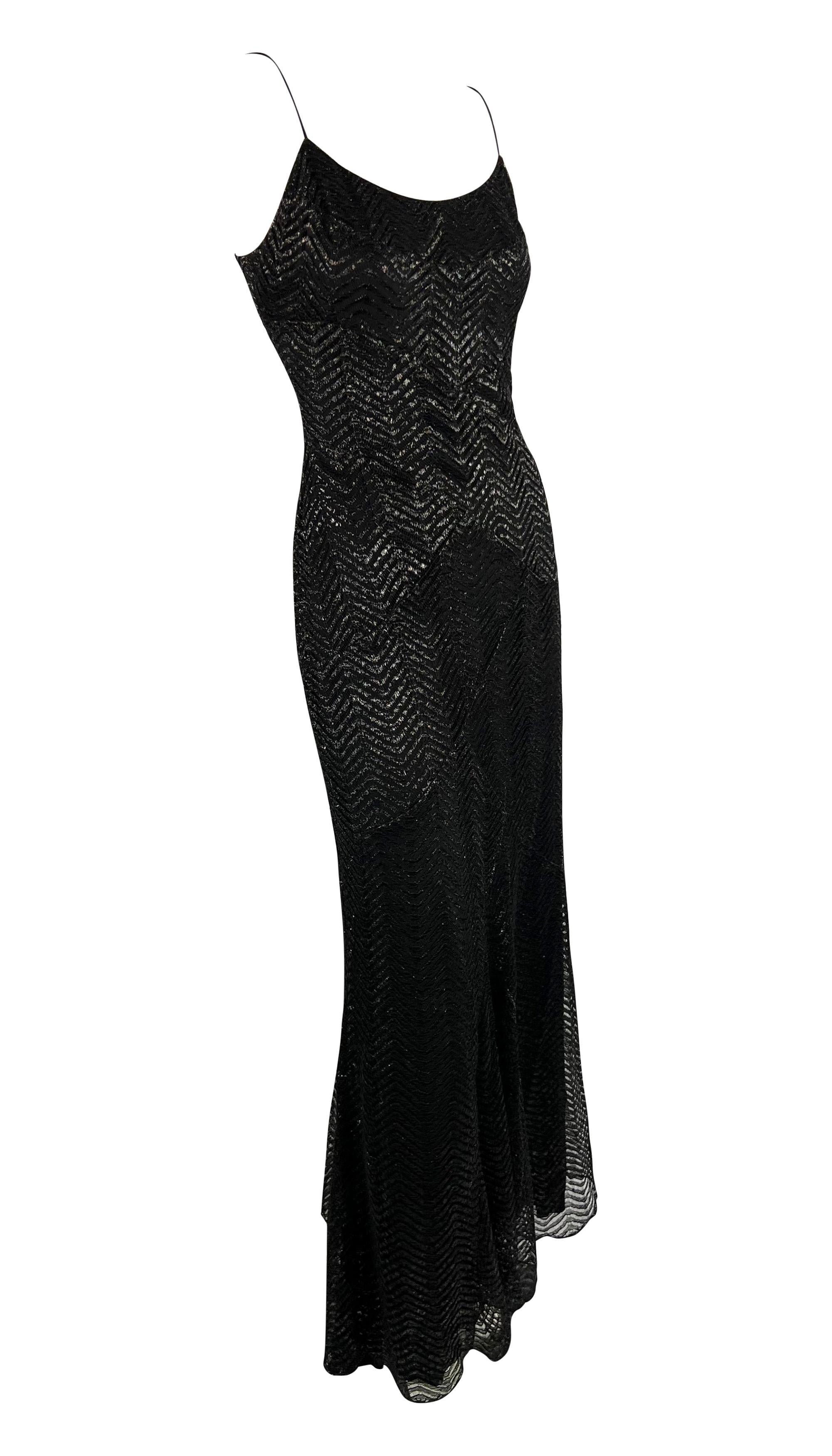F/W 2005 Yigal Azrouël Laufsteg Schwarz Metallic Spitze Slip Kleid im Angebot 5