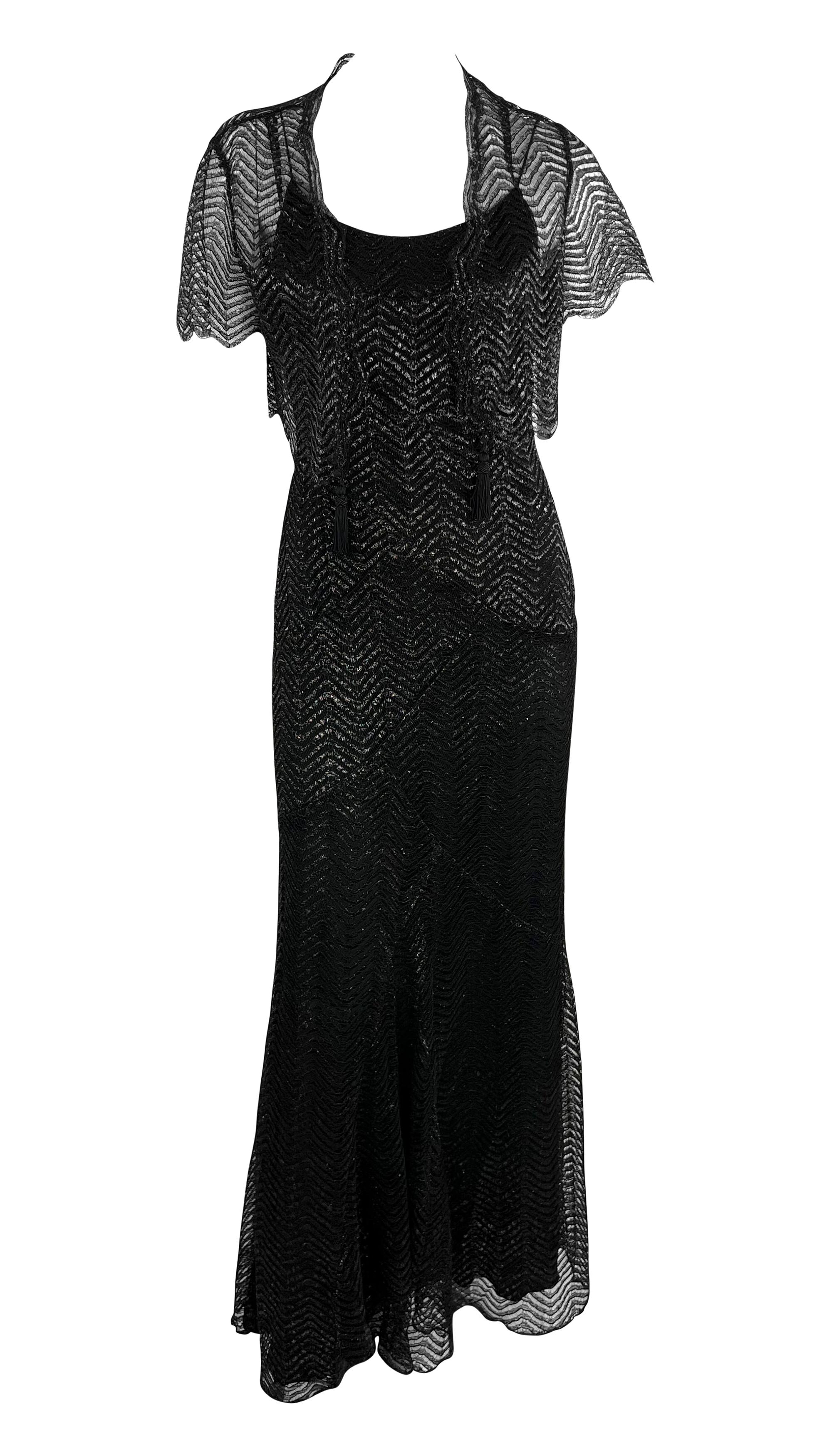 F/W 2005 Yigal Azrouël Laufsteg Schwarz Metallic Spitze Slip Kleid im Zustand „Hervorragend“ im Angebot in West Hollywood, CA