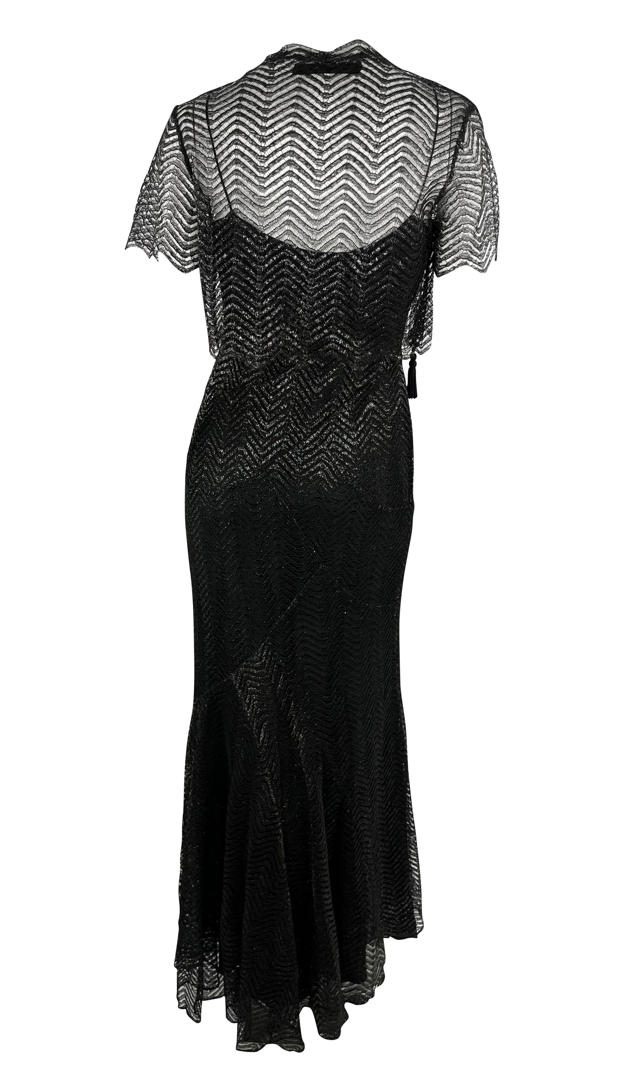 F/W 2005 Yigal Azrouël Laufsteg Schwarz Metallic Spitze Slip Kleid Damen im Angebot