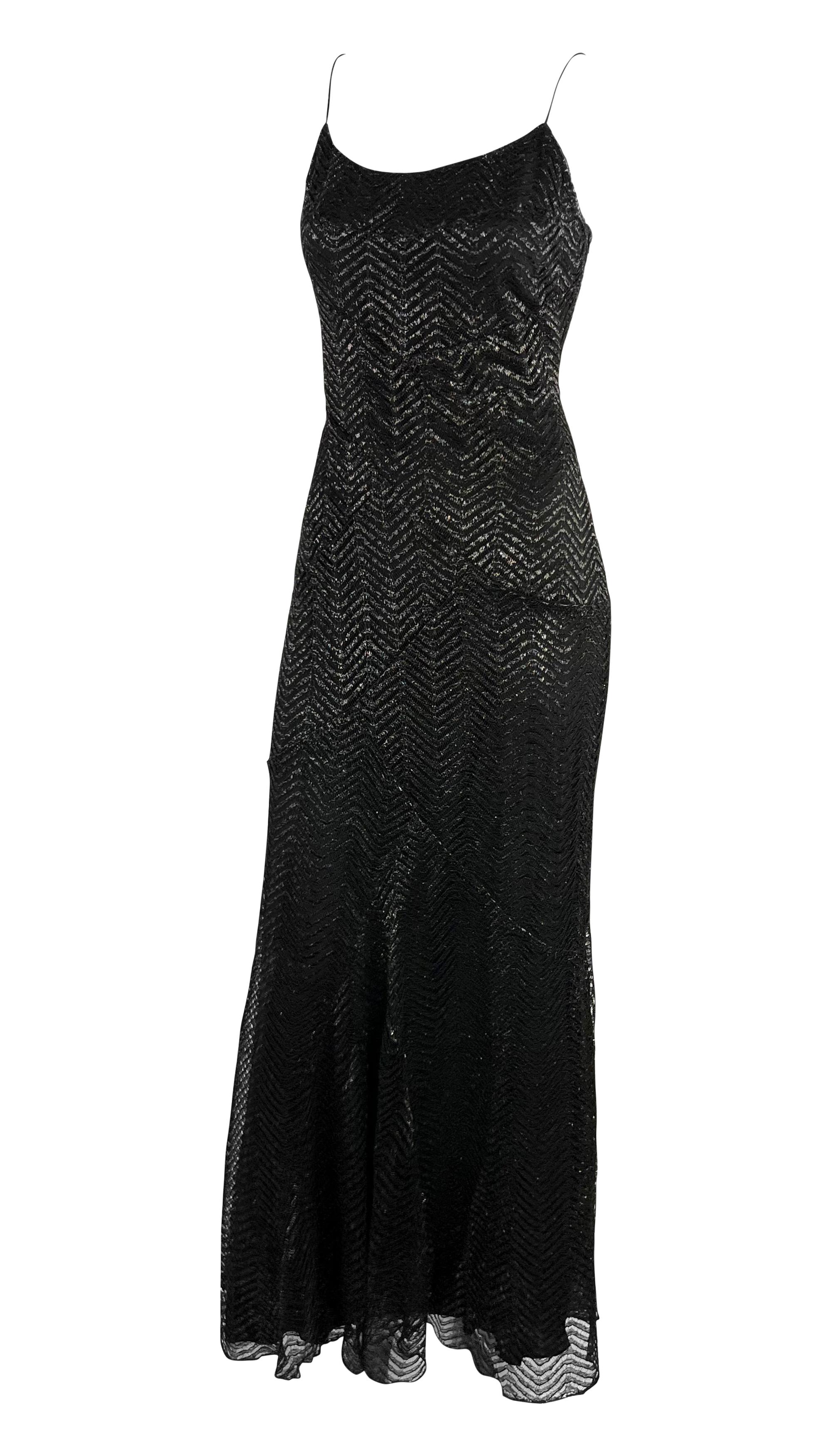 F/W 2005 Yigal Azrouël Laufsteg Schwarz Metallic Spitze Slip Kleid im Angebot 1