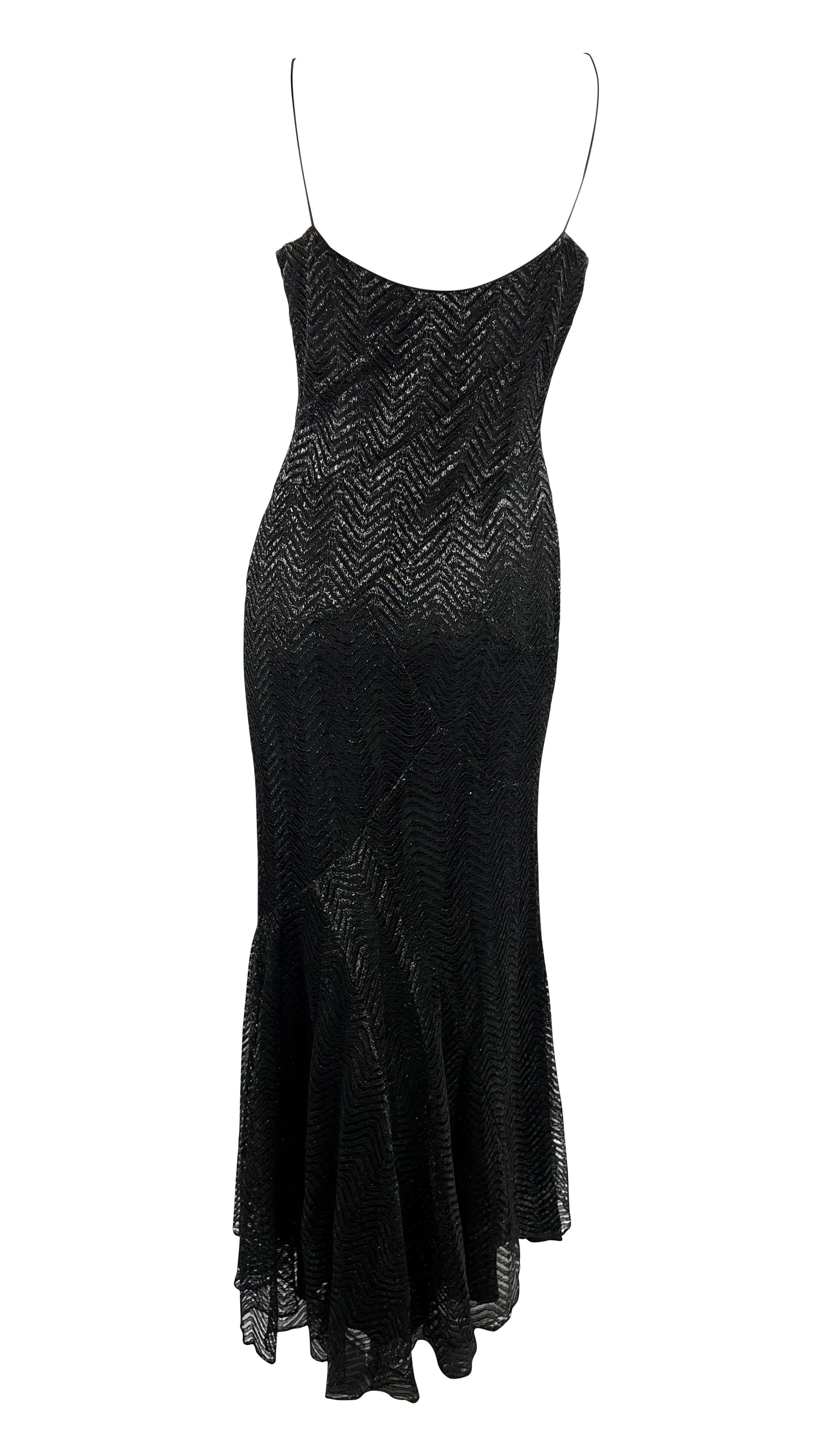 F/W 2005 Yigal Azrouël Laufsteg Schwarz Metallic Spitze Slip Kleid im Angebot 3