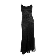 F/W 2005 Yigal Azrouël Laufsteg Schwarz Metallic Spitze Slip Kleid
