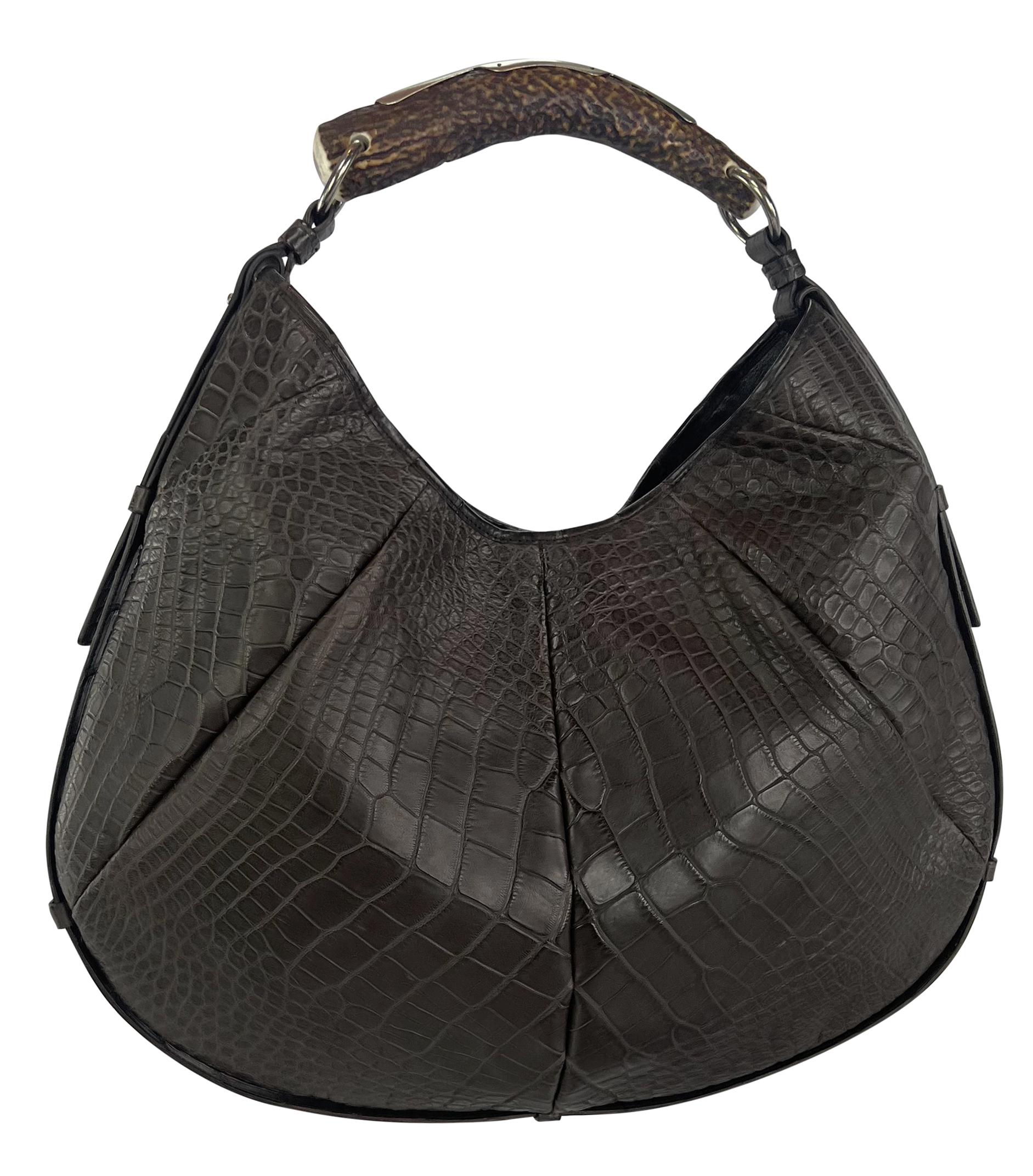 Women's F/W 2005 Yves Saint Laurent XL Genuine Alligator Skin Mombasa Shoulder Bag For Sale