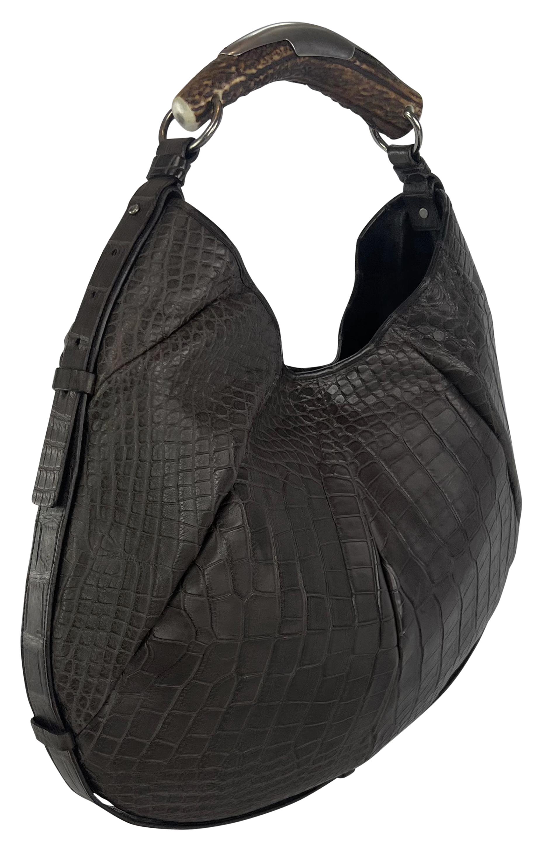 F/W 2005 Yves Saint Laurent XL Genuine Alligator Skin Mombasa Shoulder Bag For Sale 2