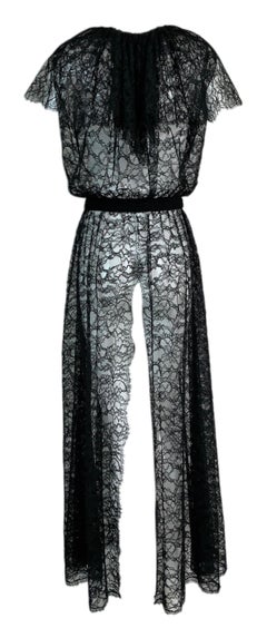 F/W 2006 Chanel 1920's Flapper Style Plunging Sheer Black Lace Dress