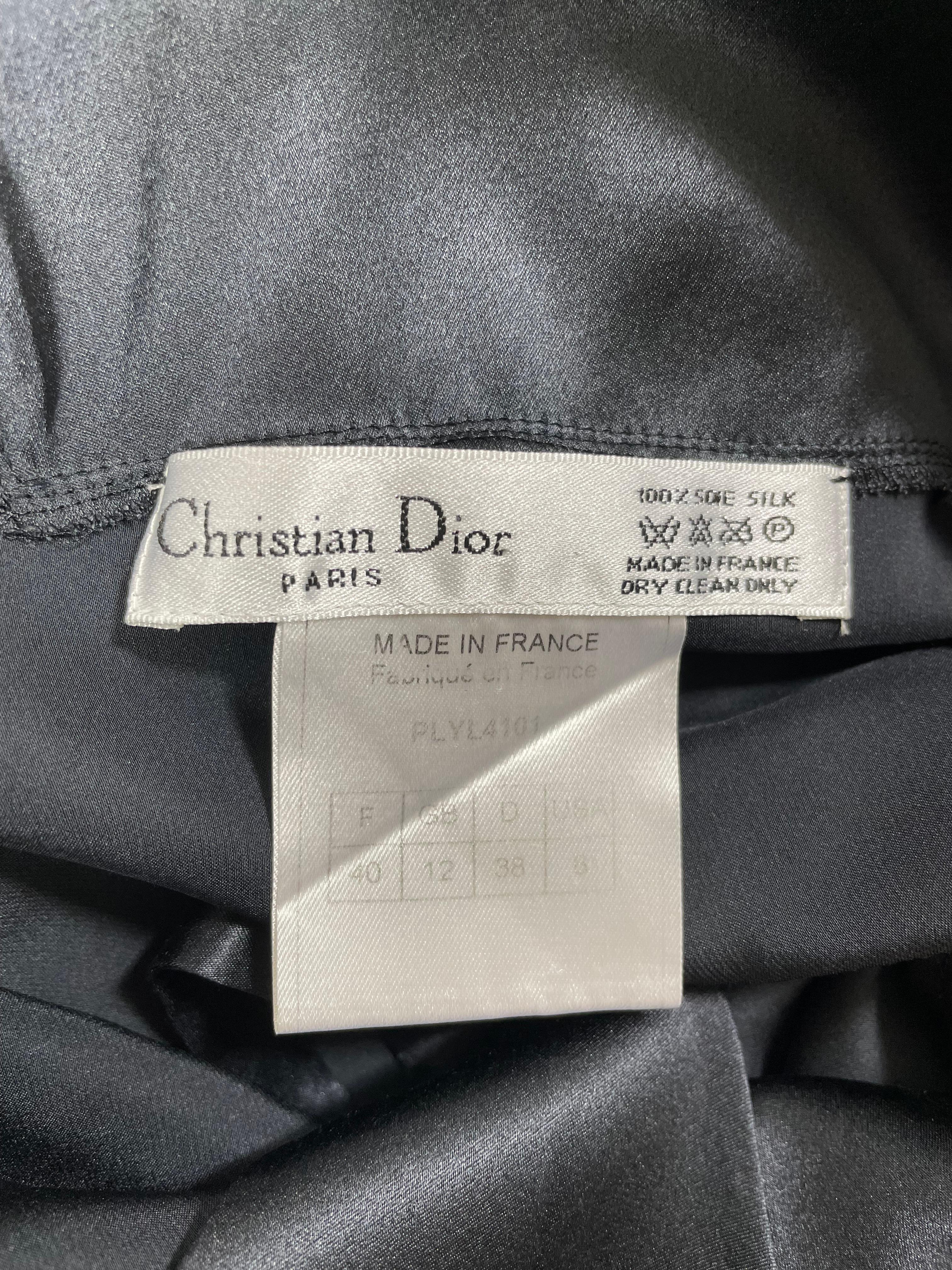 F/W 2006 Christian Dior by John Galliano Black Silk Satin Ruffle Maxi Dress 1