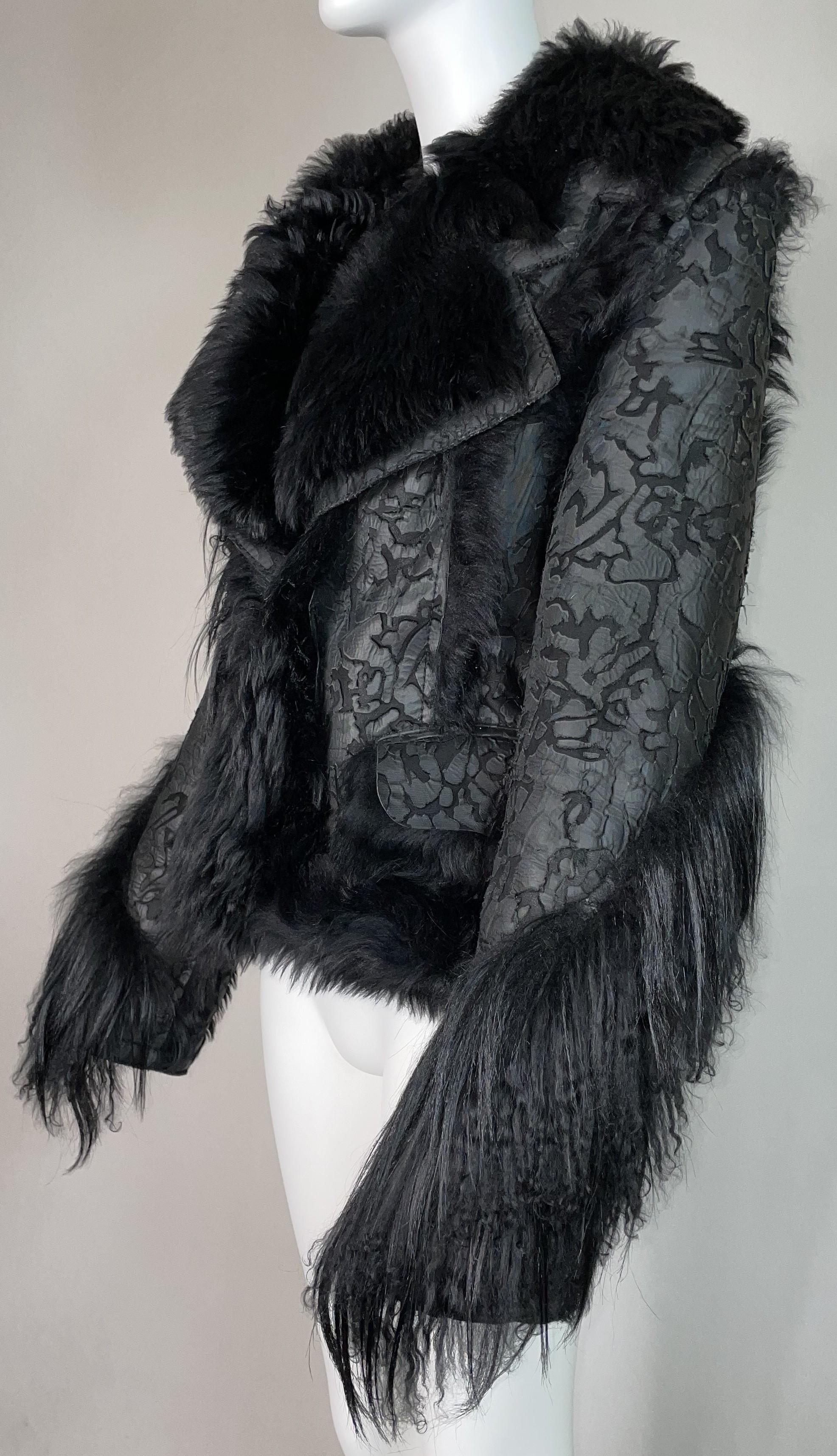 F/W 2006 Christian Dior by John Galliano Runway Black Goth Long Fur Jacket Coat In Excellent Condition In Yukon, OK