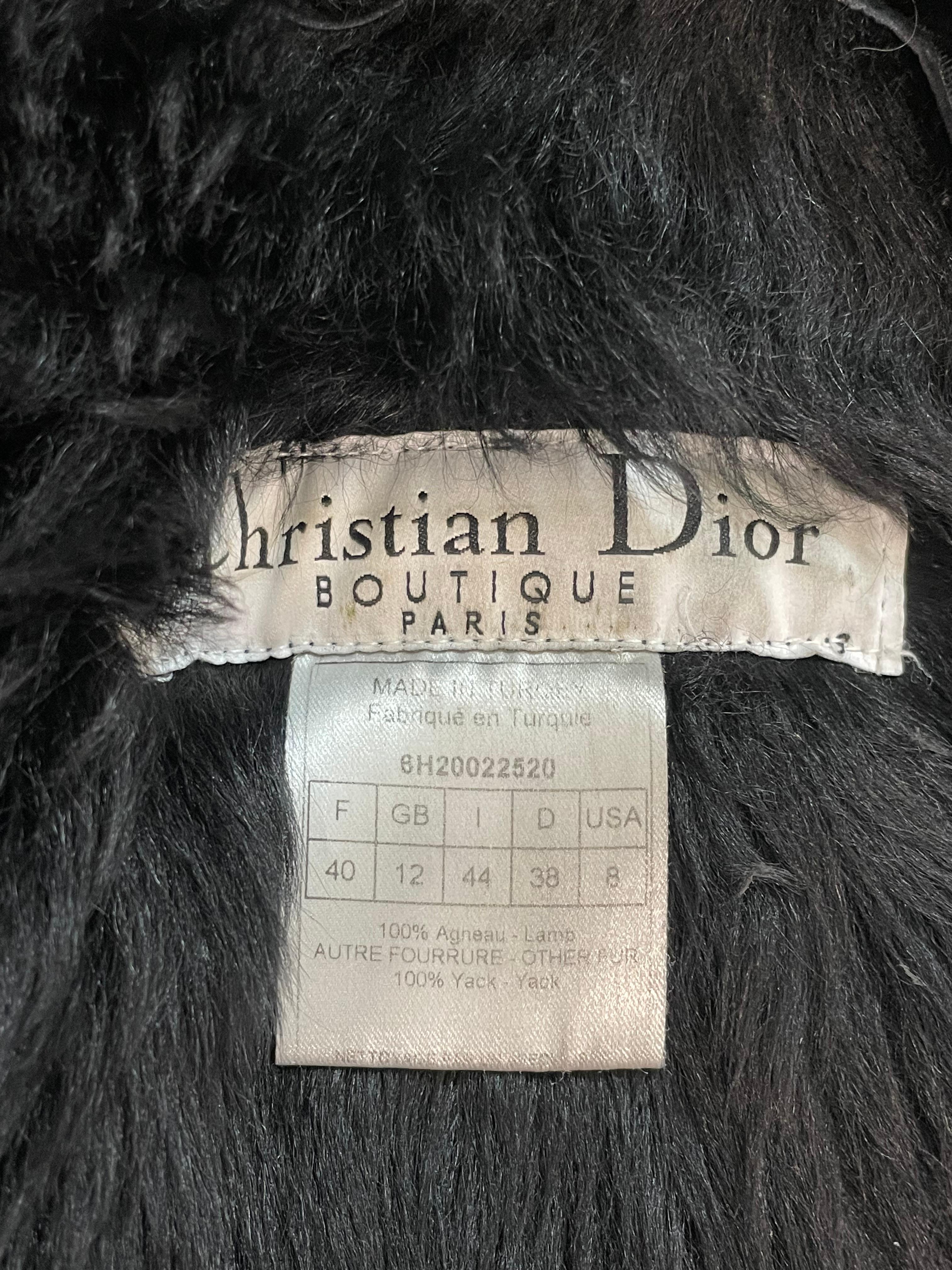 F/W 2006 Christian Dior by John Galliano Runway Black Goth Long Fur Jacket Coat 2