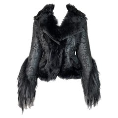F/W 2006 Christian Dior by John Galliano Runway Black Goth Long Fur Jacket Coat