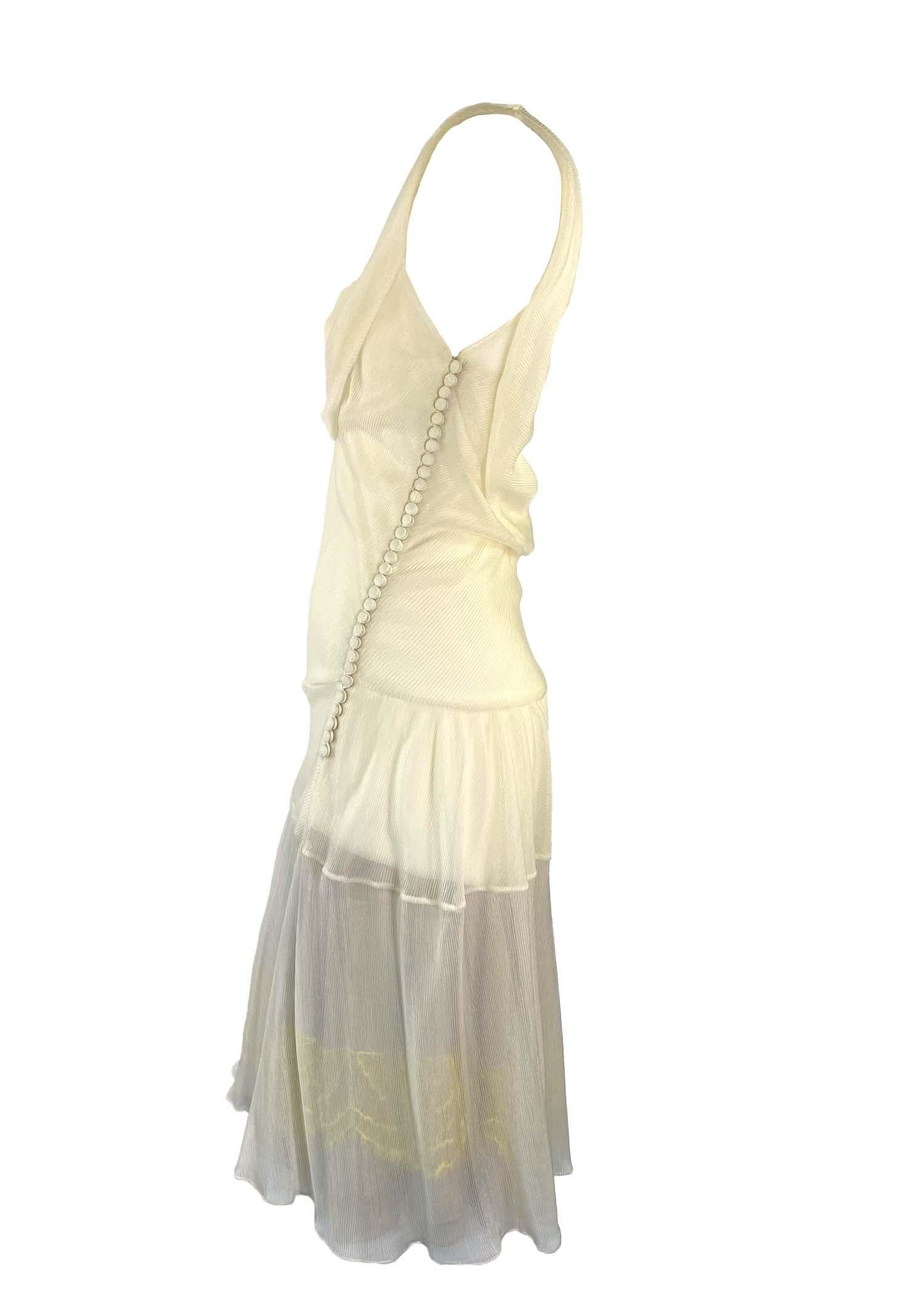 F/W 2006 Christian Dior by John Galliano Sheer Creme Grey Lace Shift Dress In Good Condition In West Hollywood, CA