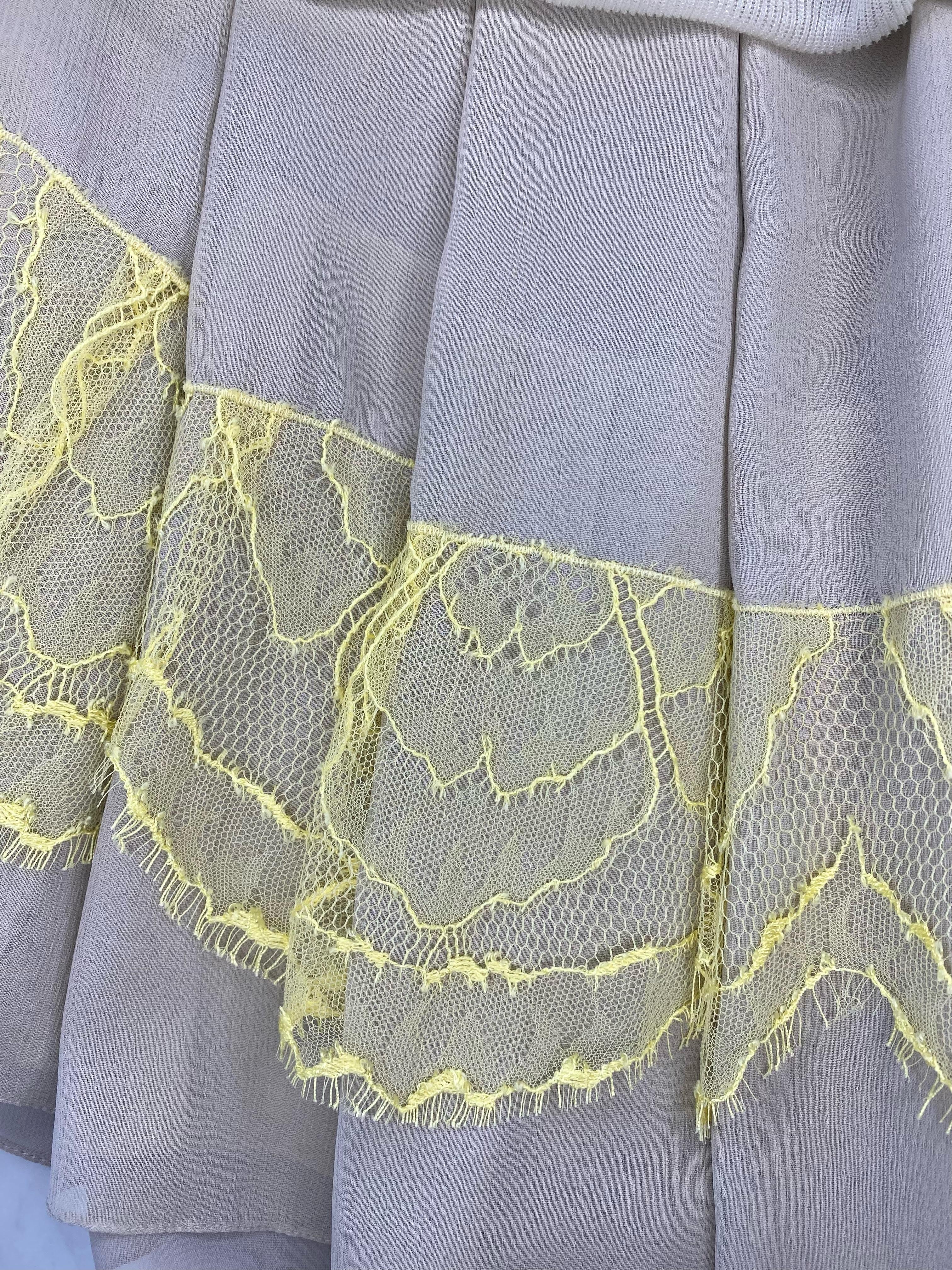 F/W 2006 Christian Dior by John Galliano Sheer Creme Grey Lace Shift Dress 3
