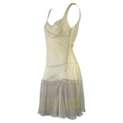 F/W 2006 Christian Dior by John Galliano Sheer Creme Grey Lace Shift Dress