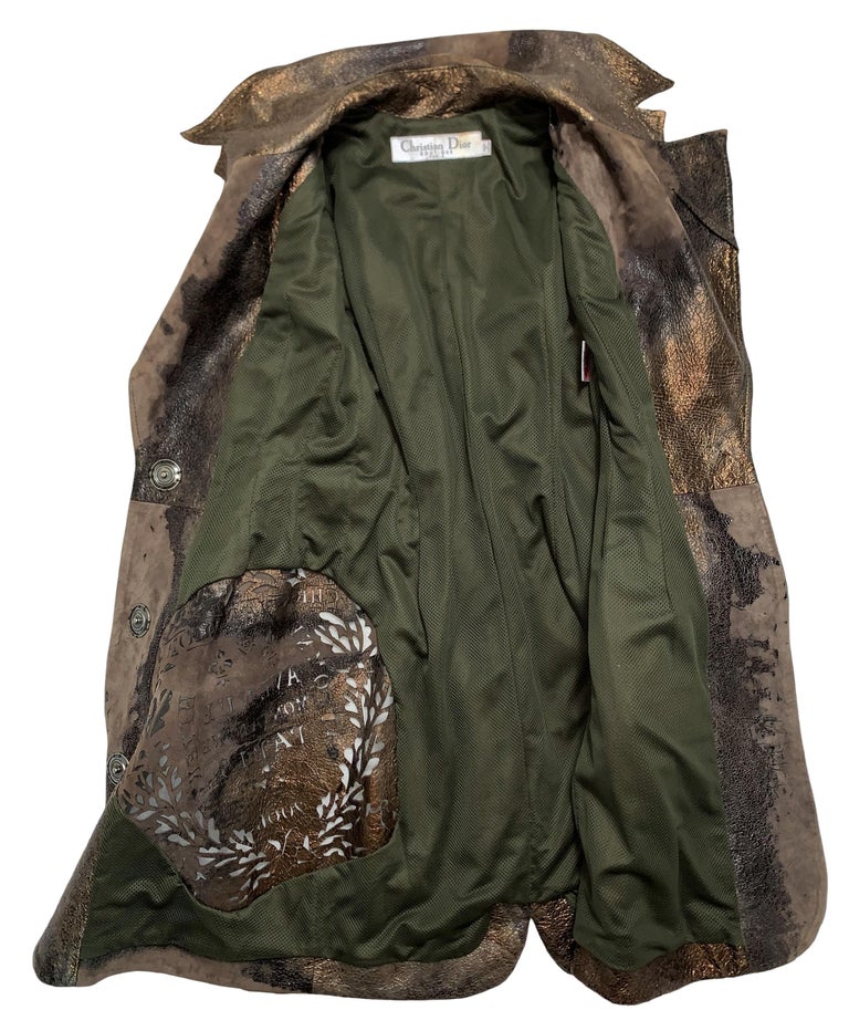 F/W 2006 Christian Dior John Galliano Bronze Leather Pirate Cut-Out Jacket