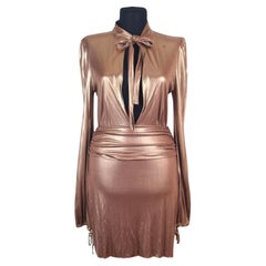 F/W 2006 Gucci Laufsteg Tiefes Dekolleté Goldmetallic-Minikleid