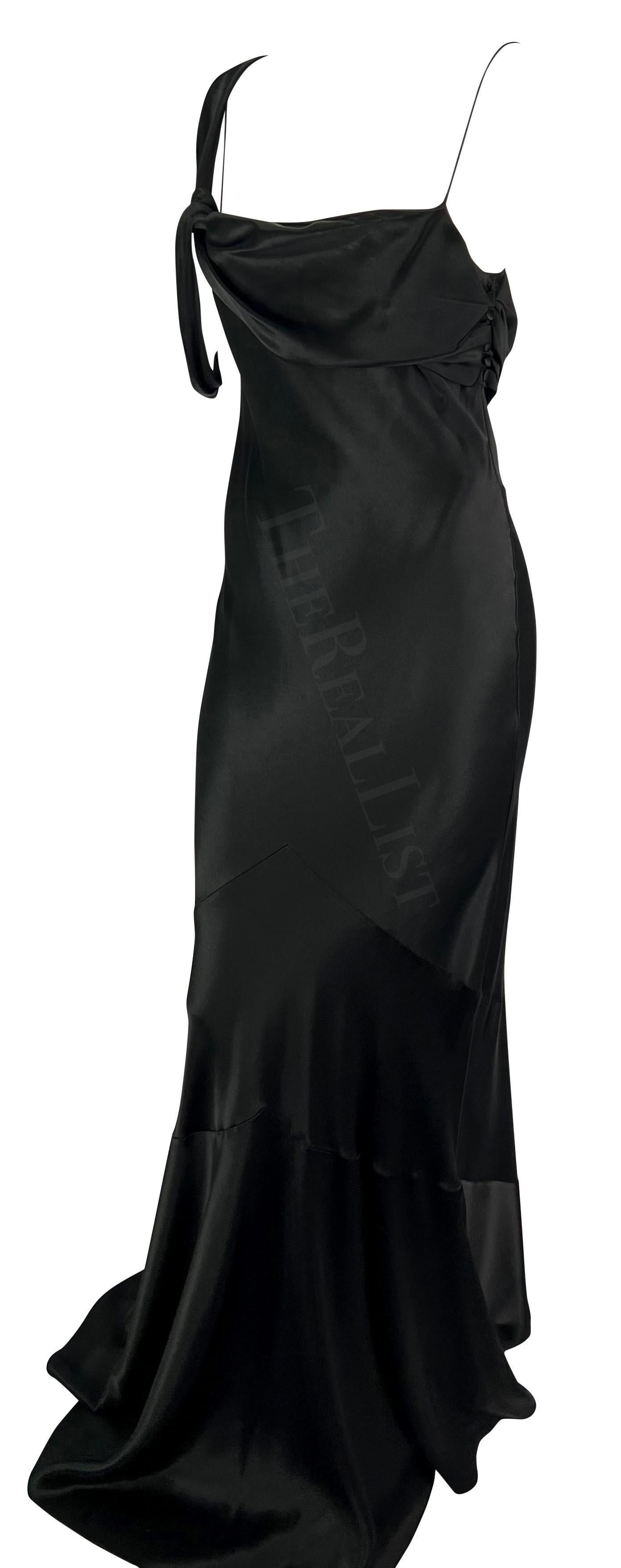 F/W 2006 John Galliano Black Satin Floor Length Bias-Cut Asymmetric Gown  For Sale 3