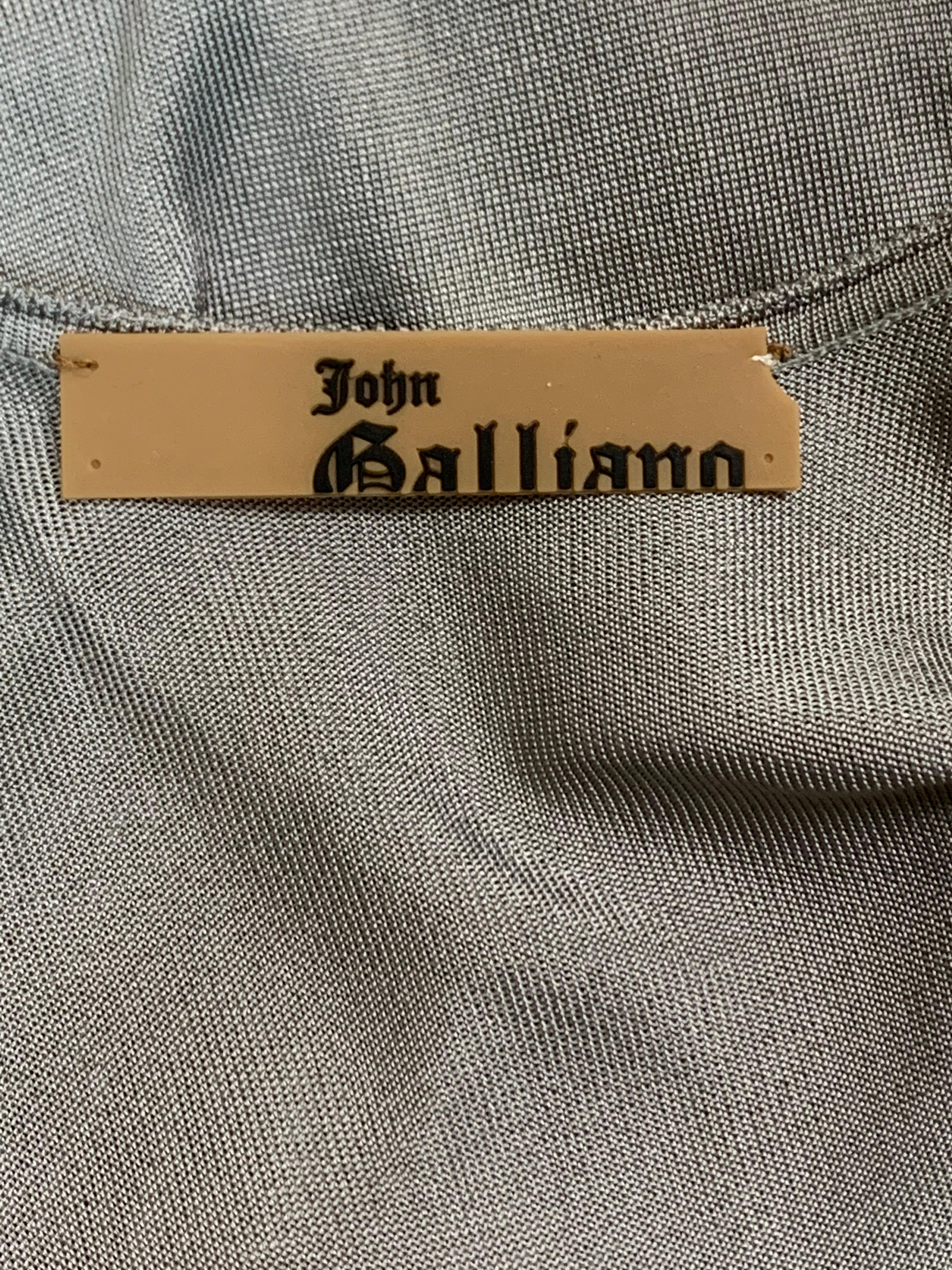 F/W 2006 John Galliano Sheer Silver Knit Bodycon High Slit Maxi Dress In Good Condition In Yukon, OK