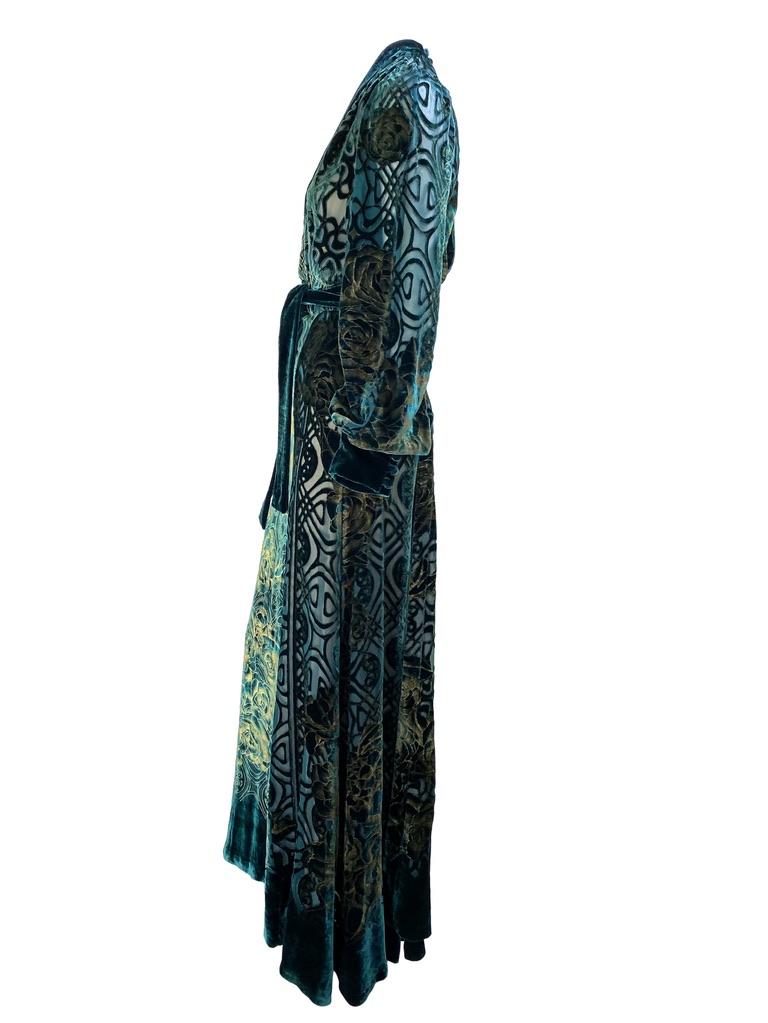F/W 2006 Roberto Cavalli Dark Green Velvet Art Nouveau Wrap Gown 1