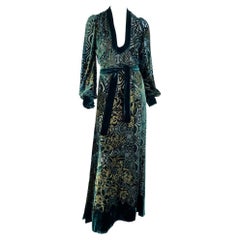 F/W 2006 Roberto Cavalli Dark Green Velvet Art Nouveau Wrap Gown
