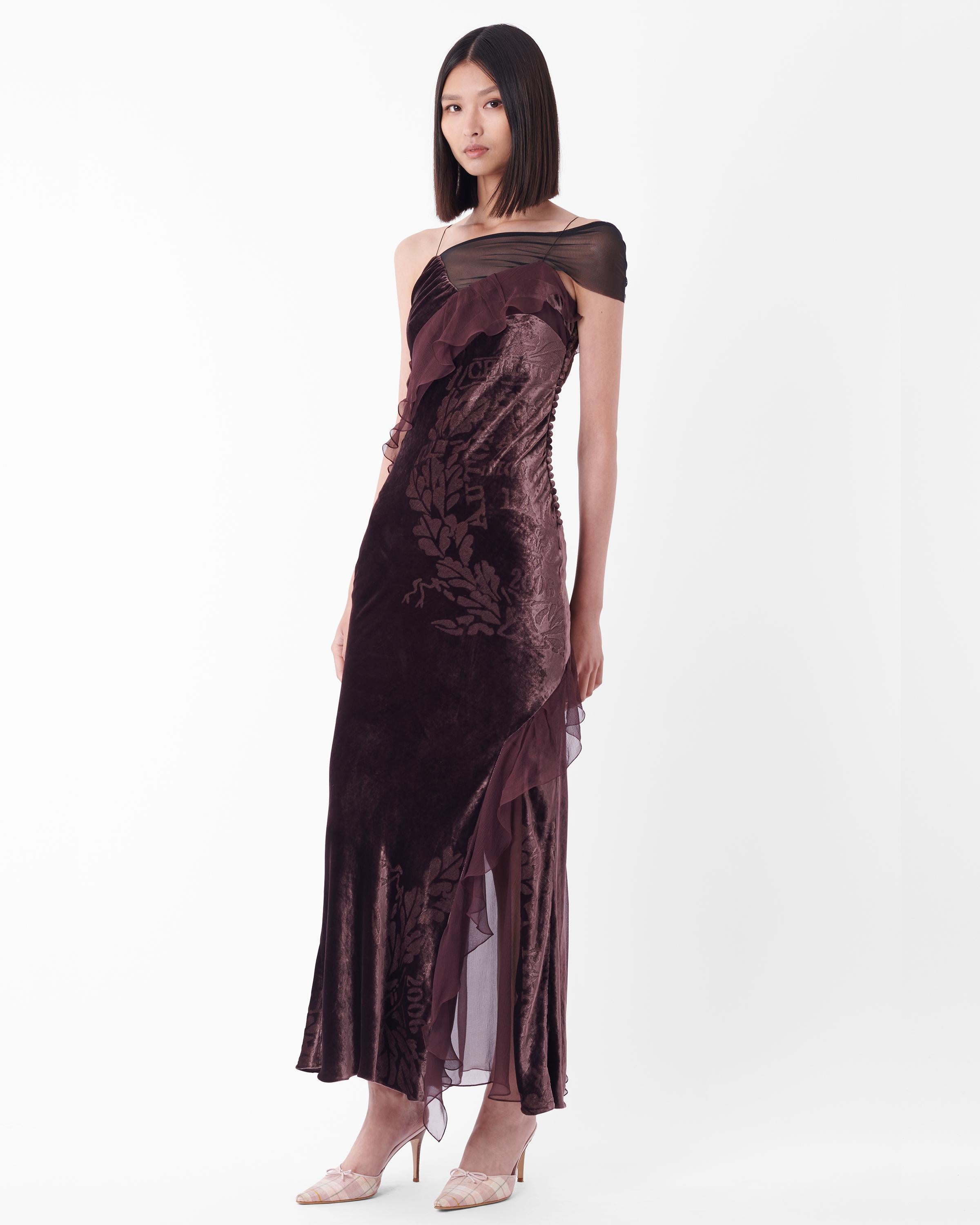 F/W 2006 Runway Velvet Print Gown In Excellent Condition For Sale In London, GB