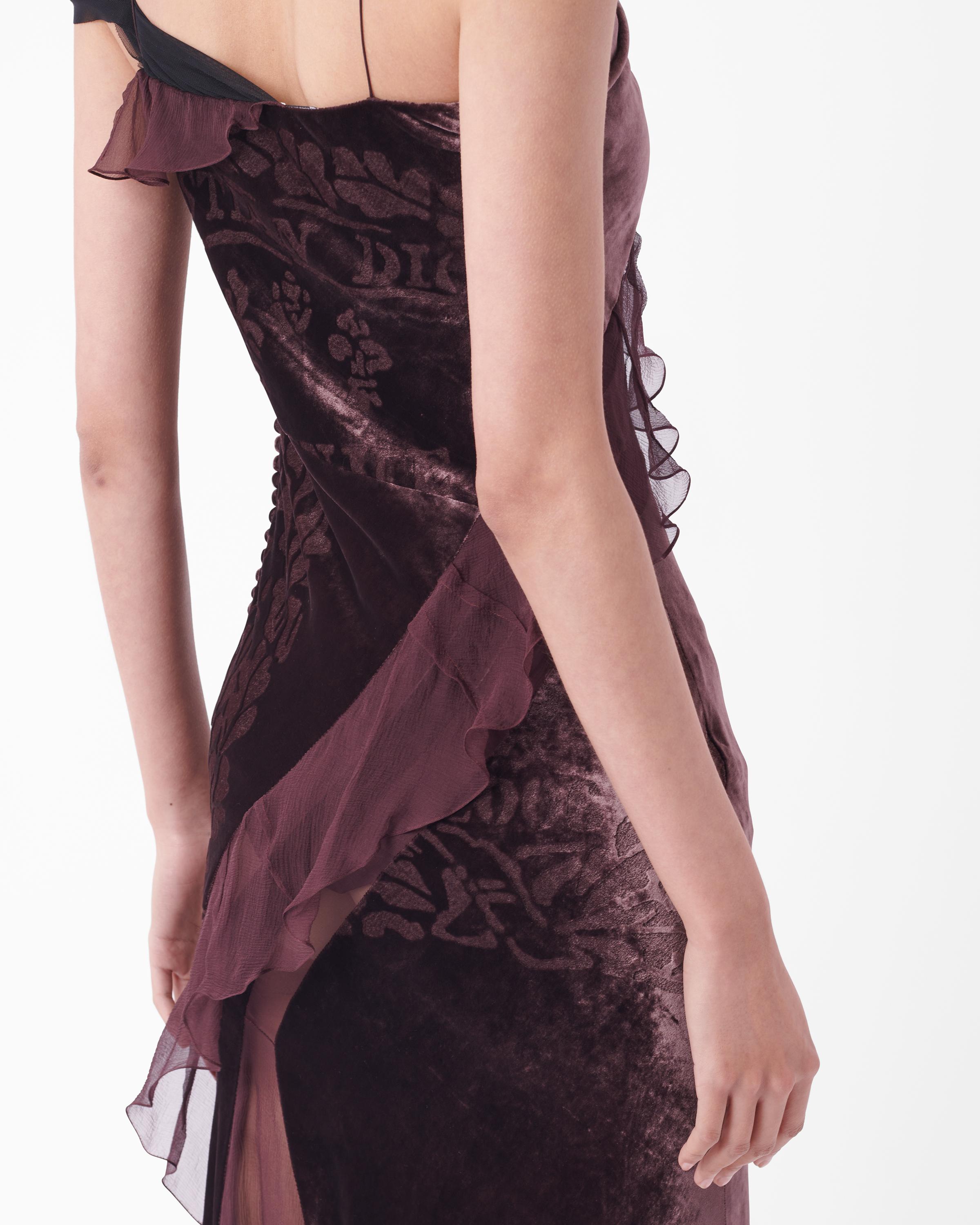 Christian Dior F/W 2006 Runway robe imprimée en velours Unisexe en vente